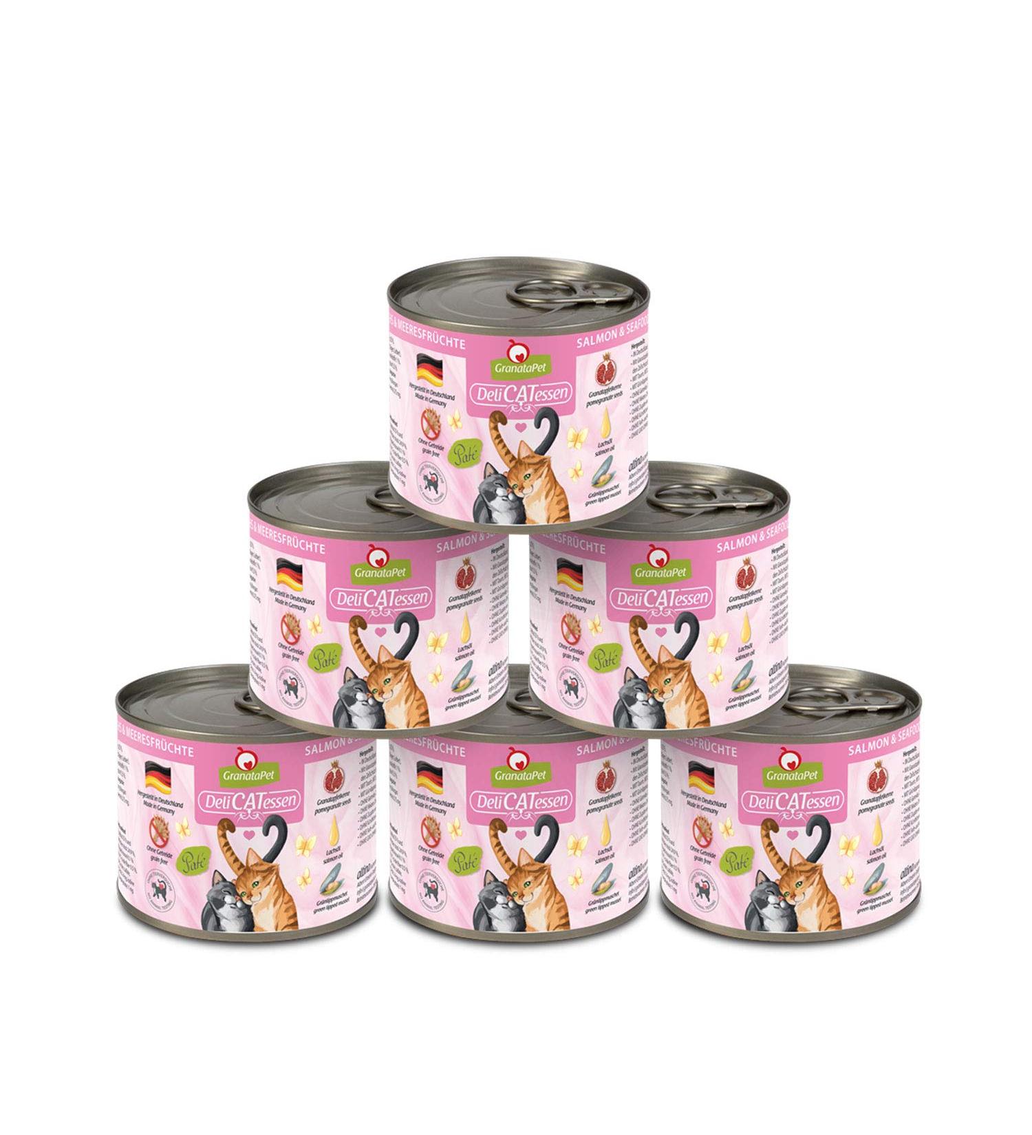 Granapet Delicatessen Salmon & Seafood Cat Food - Grain-Free Sugar-Free Wet Feed for Gourmets (6 x 200g) - Premium International Shipping - Buy Online on SooperMarket.com