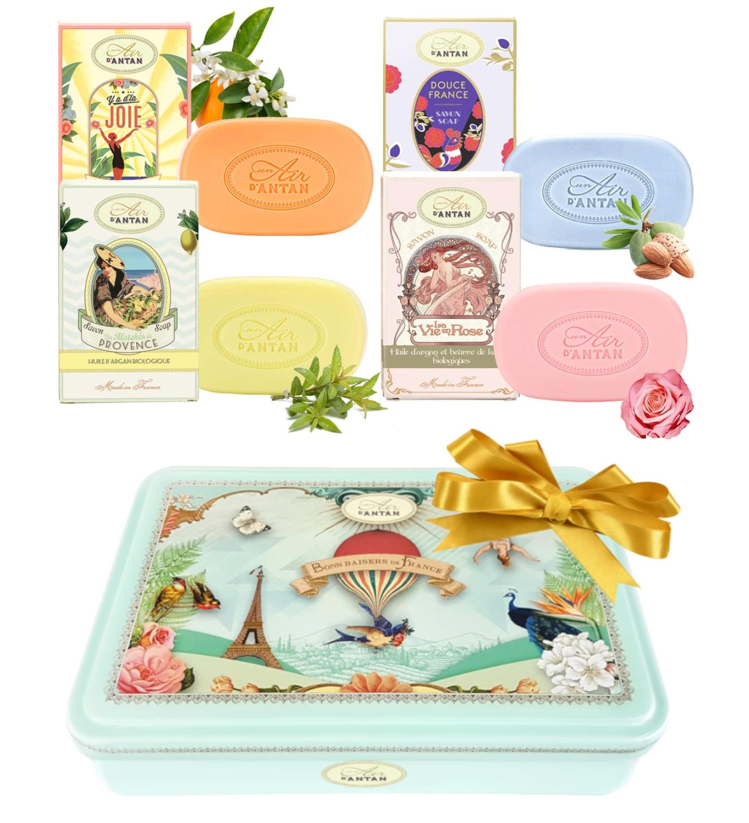 Un Air d'Antan Bar Soap Gift Set for Women - 4 Piece Fancy Soaps with Organic Shea Butter, Sweet Almond Oil, and Argan Oil - Perfect Small Gift For Her - Buy Online on SooperMarket.com