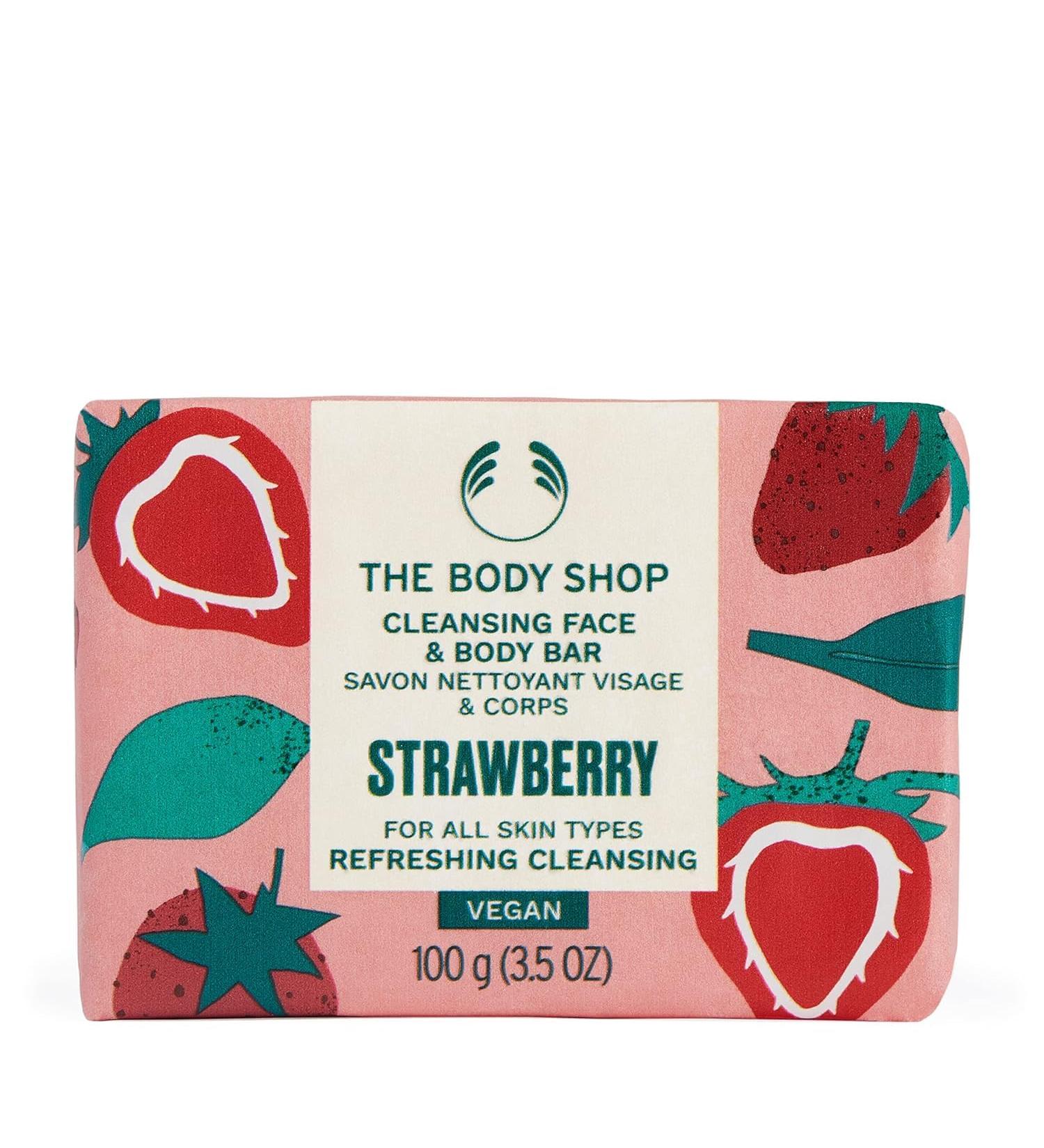 Bod.y Shop Strawberry Cleansing Face & Body Bar - Vegan Skin Cleanser - 3.5oz - International Shipping Available - Buy Online on SooperMarket.com