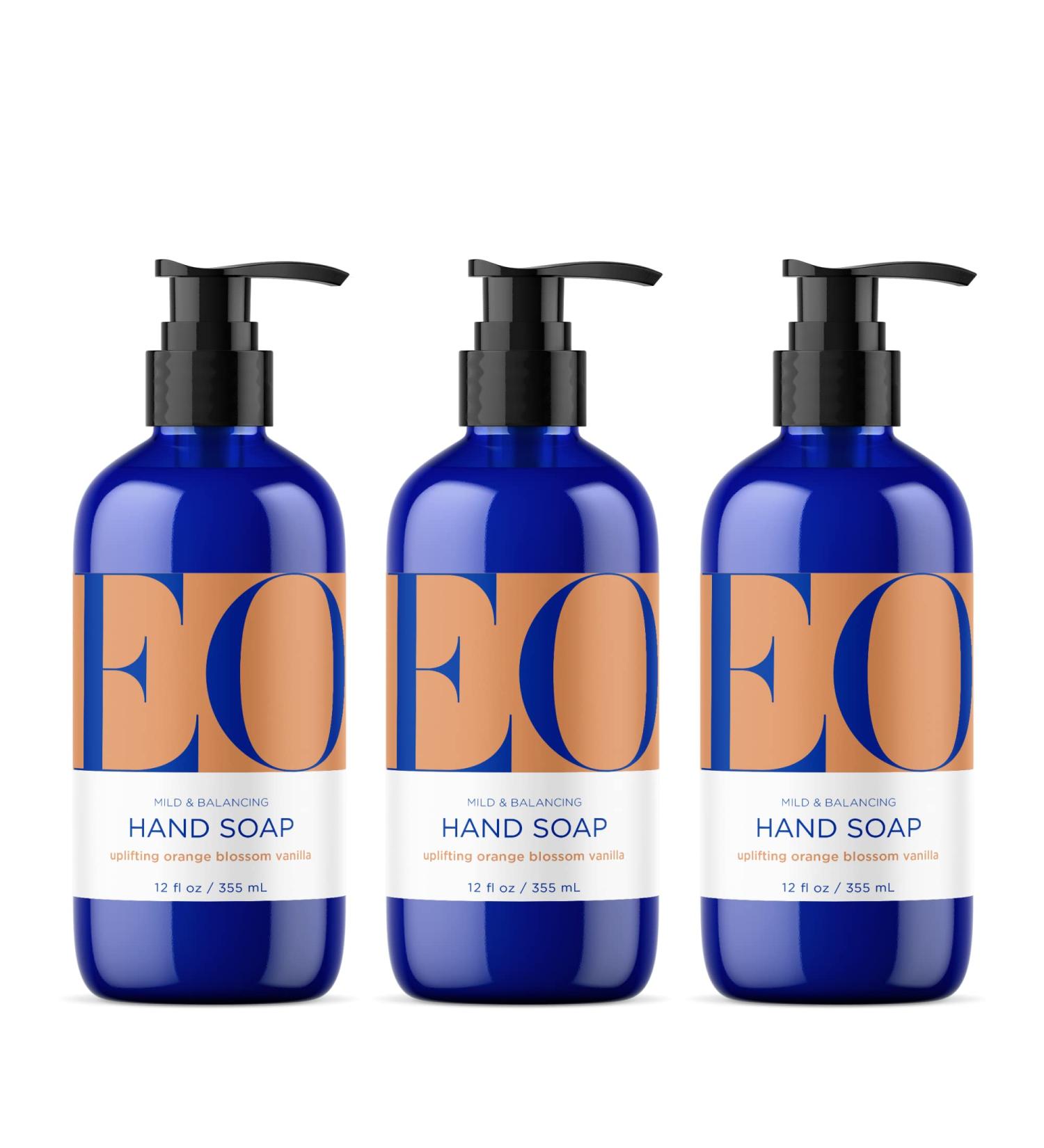 Organic Plant-Based Orange Blossom & Vanilla Hand Soap 12oz (Pack of 3) | Gentle Cleanser with Essential Oils - Buy Online on SooperMarket.com
