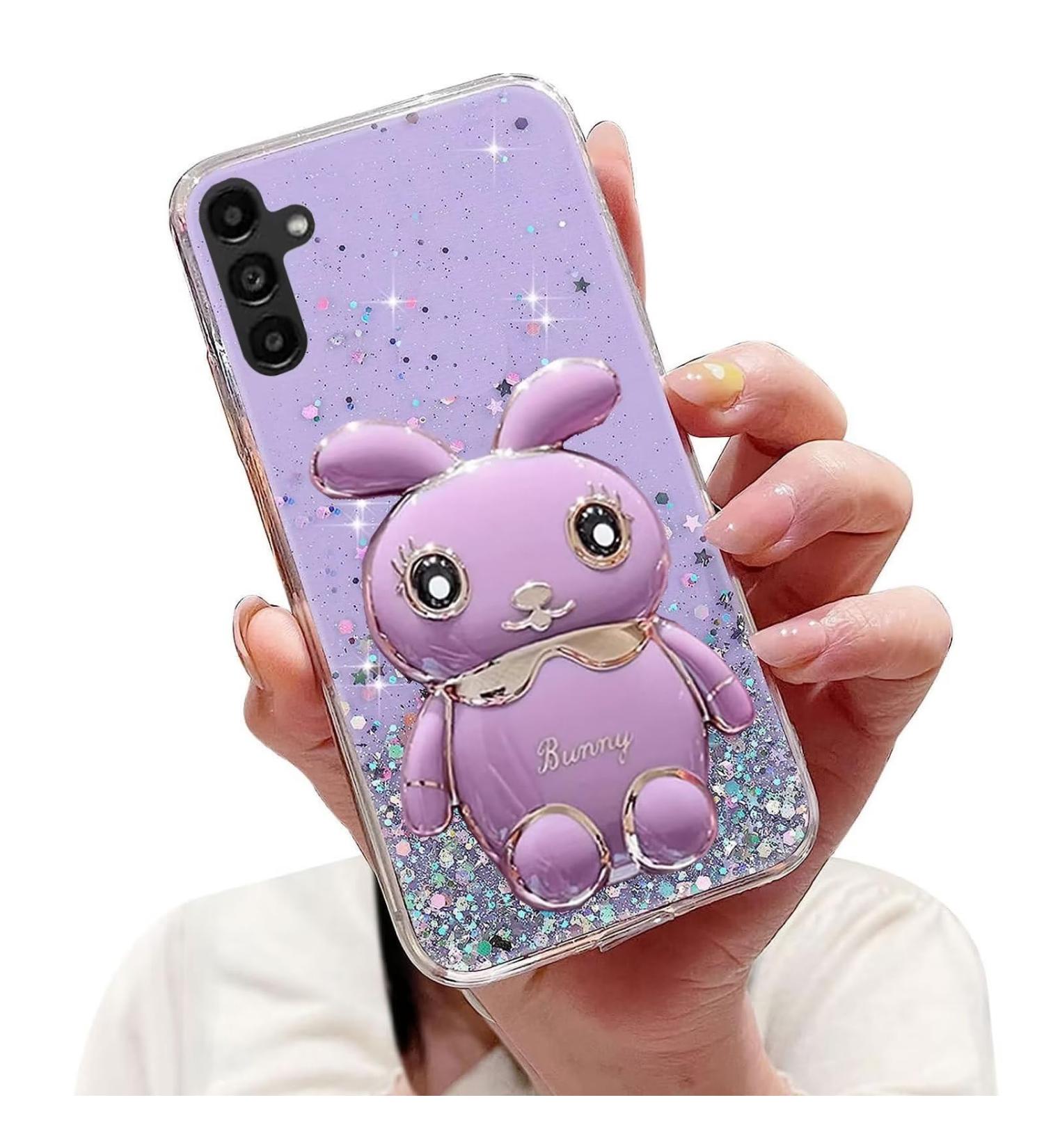 Shop Tivenfezk Nadoli Transparent Case for Samsung Galaxy S23 FE - Glitter Rabbit Stand Soft Silicone Protective Cover - Buy Online on SooperMarket.com