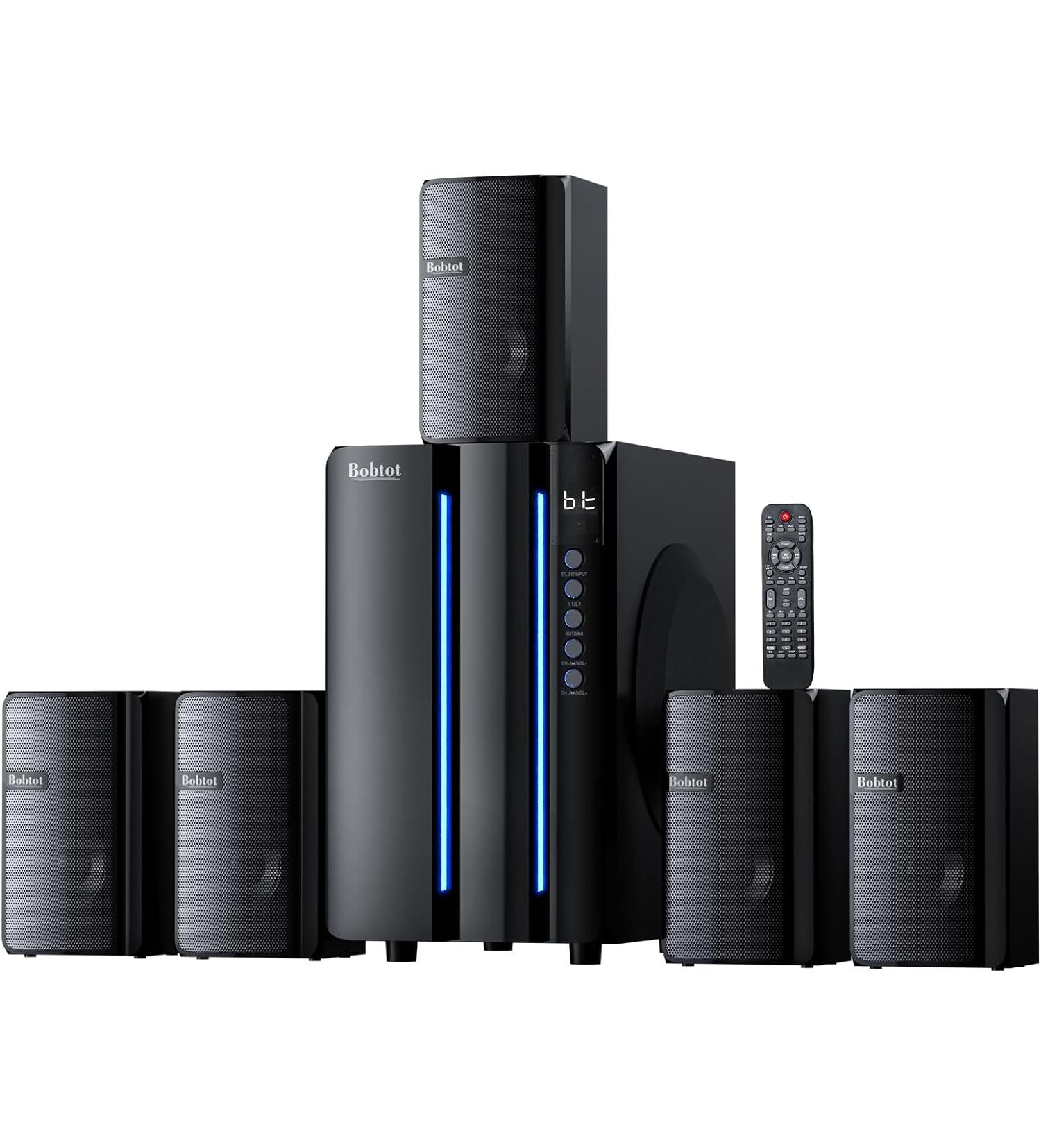 Bobtot Surround Sound Systems Home Theater System 800 Watts Peak Power 6.5 Speakers Strong Bass with HDMI ARC Optical AUX Bluetooth Input - Buy Online on SooperMarket.com