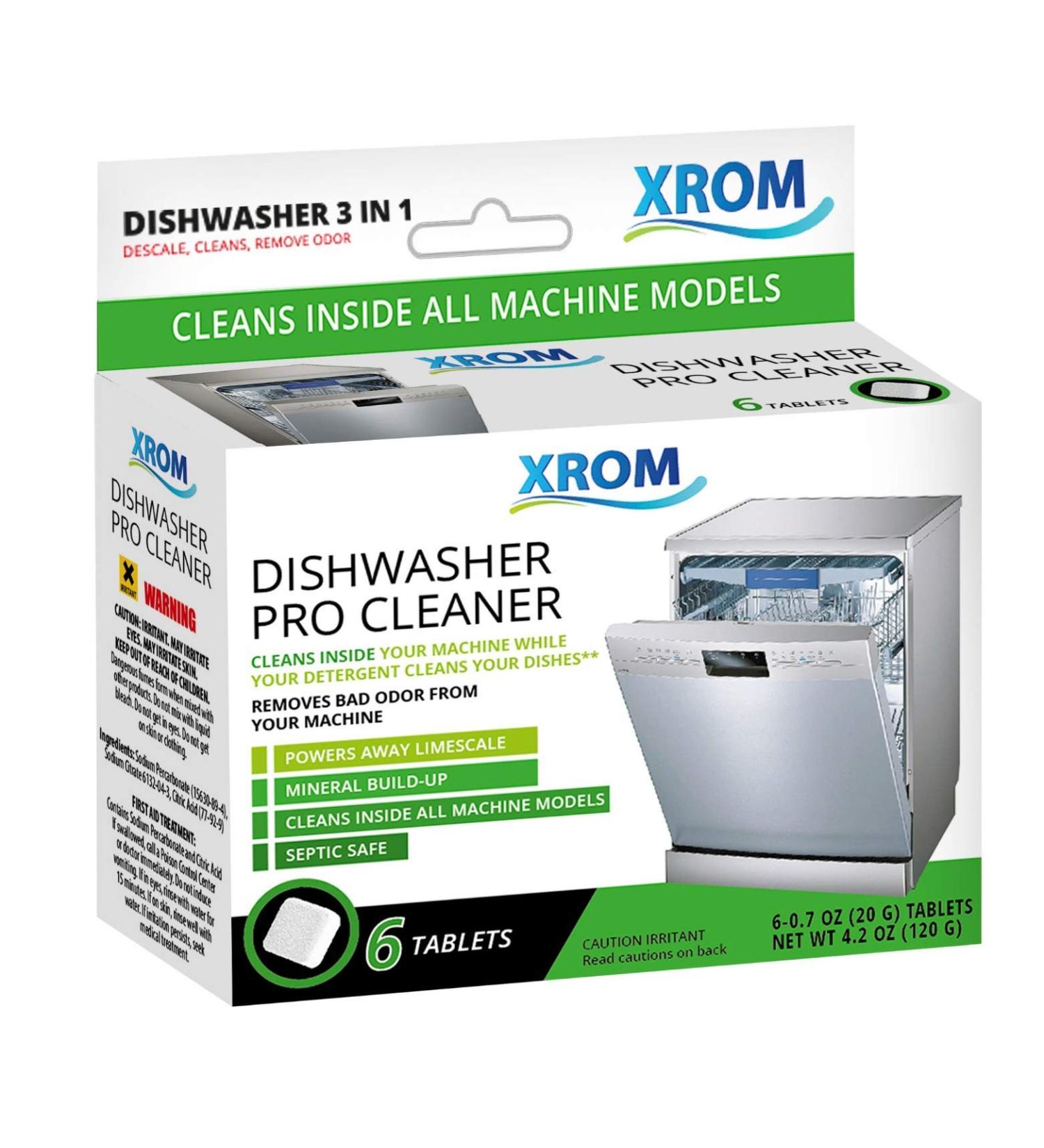 XROM Natural Dishwasher Cleaner & Descaler - Removes Odors & Hard Water Stains - Powerful Descale Solution - 6 Treatments - Original Scent - Buy Online on SooperMarket.com