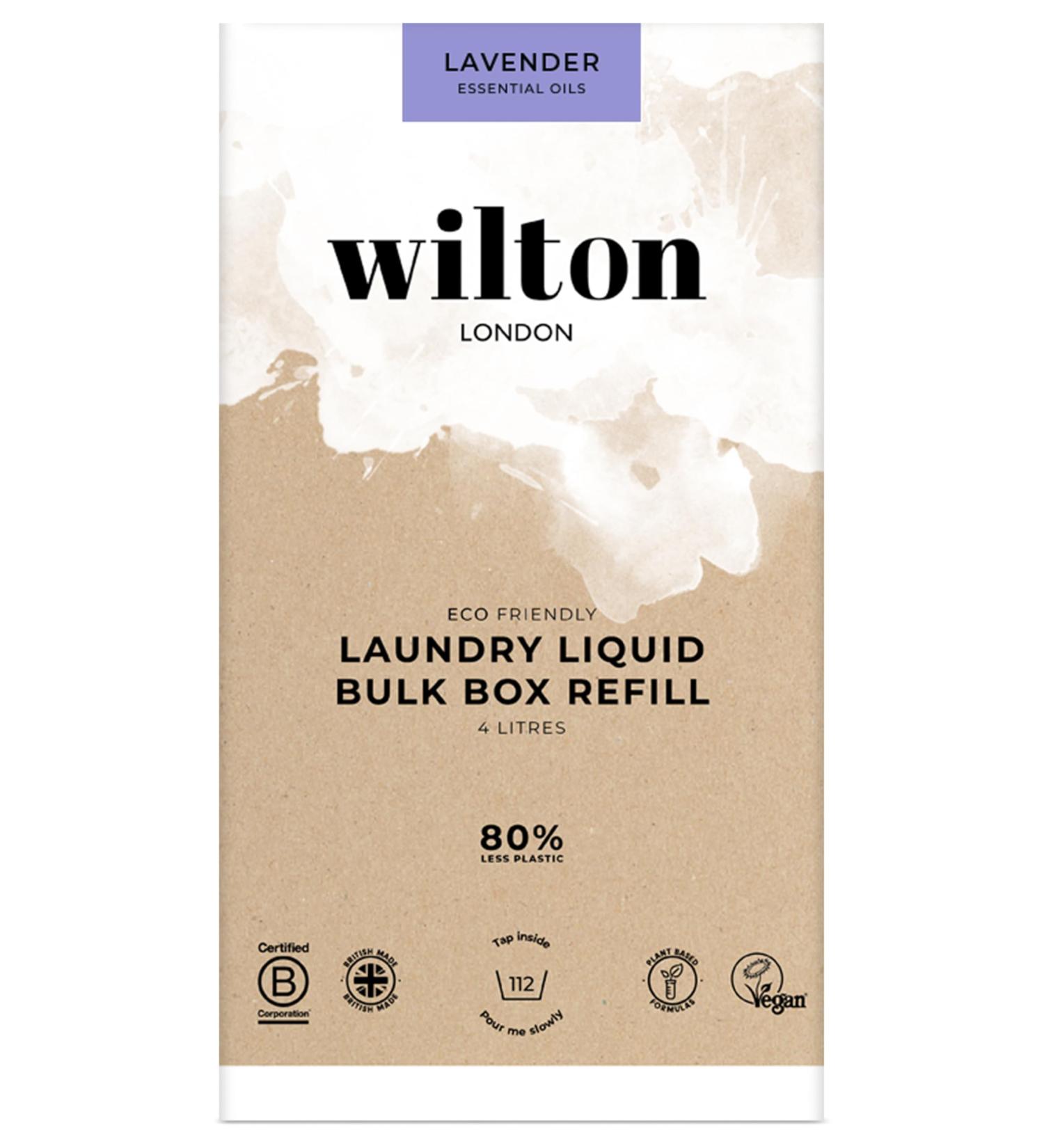 Wilton London Eco Lavender Refill Laundry Liquid - 112 Washes- Non-Bio - Plant-based - Biodegradable Detergent - 100% Recyclable - Less Plastic - Essential Oils - Made in UK - 4L Lavender 4 l (Pack of 1)