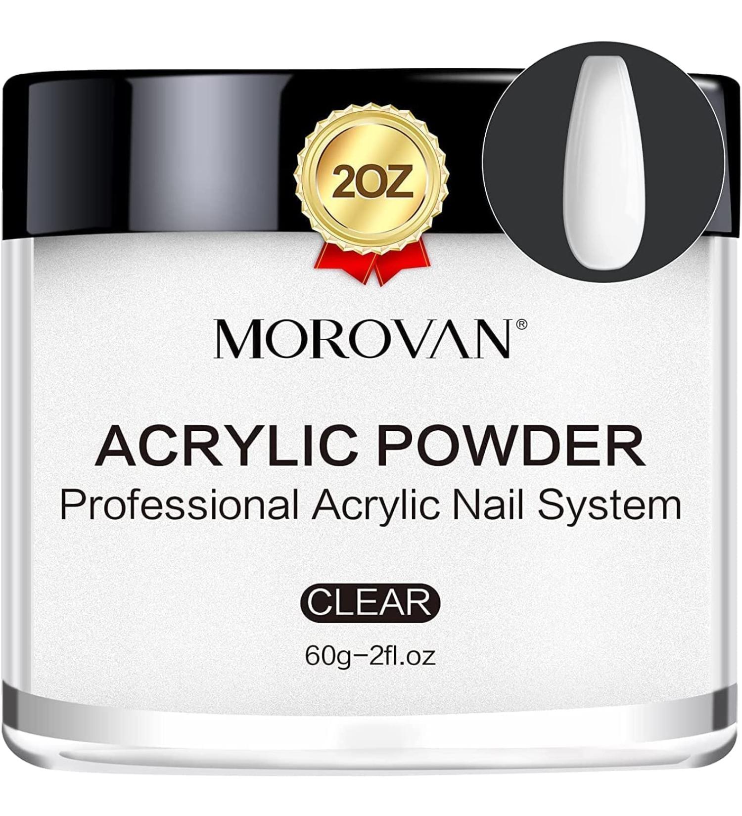 Morovan Clear Acrylic Powder 60g - Professional Nail Extension Powder for Carving Nails - No Nail Lamp Needed - Buy Online on SooperMarket.com
