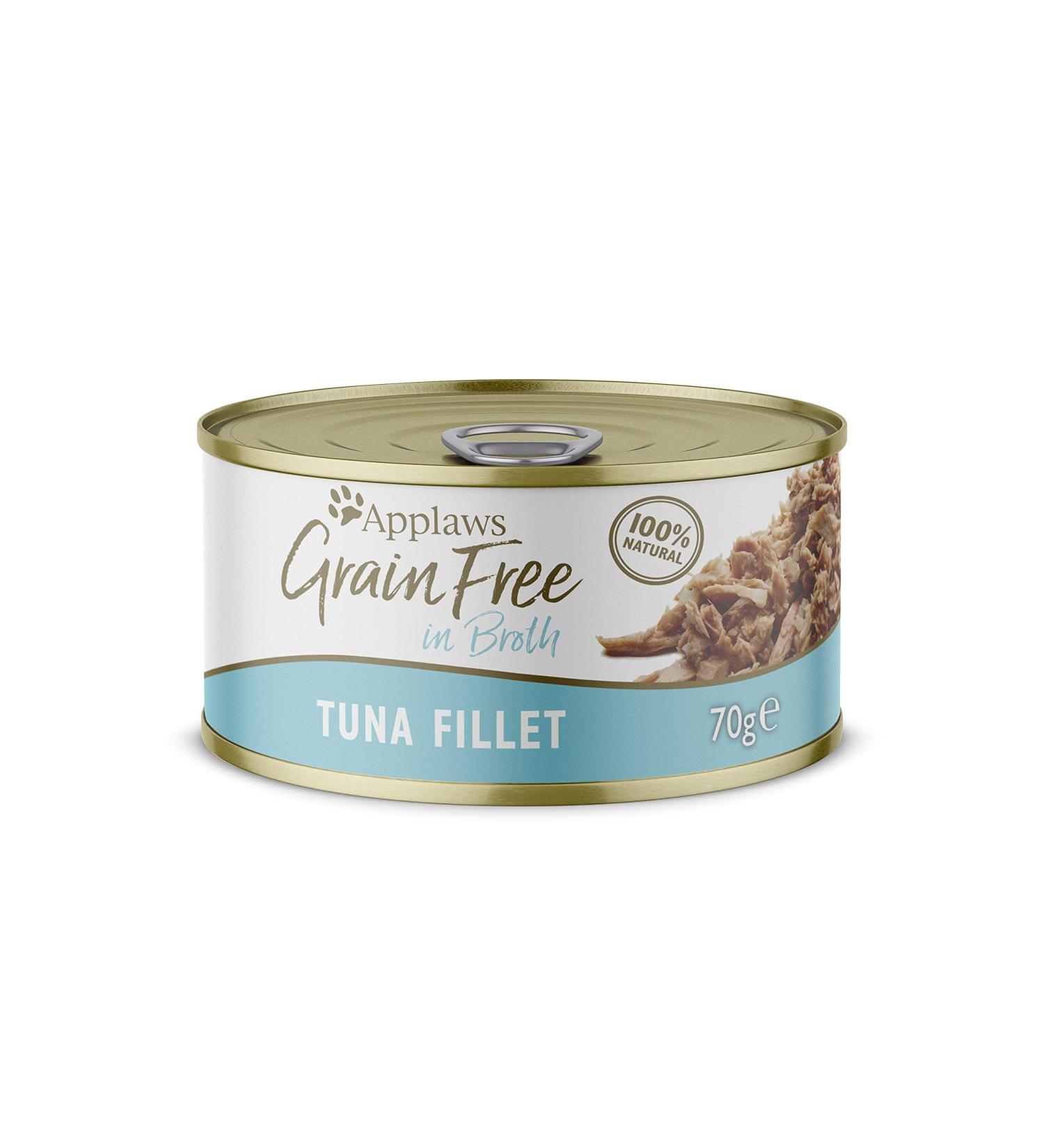 Buy Applaws 100% Natural Grain Free Wet Cat Food - Tuna Fillet in Broth 70g Tin (Pack of 24) - Premium International Shipping - Buy Online on SooperMarket.com