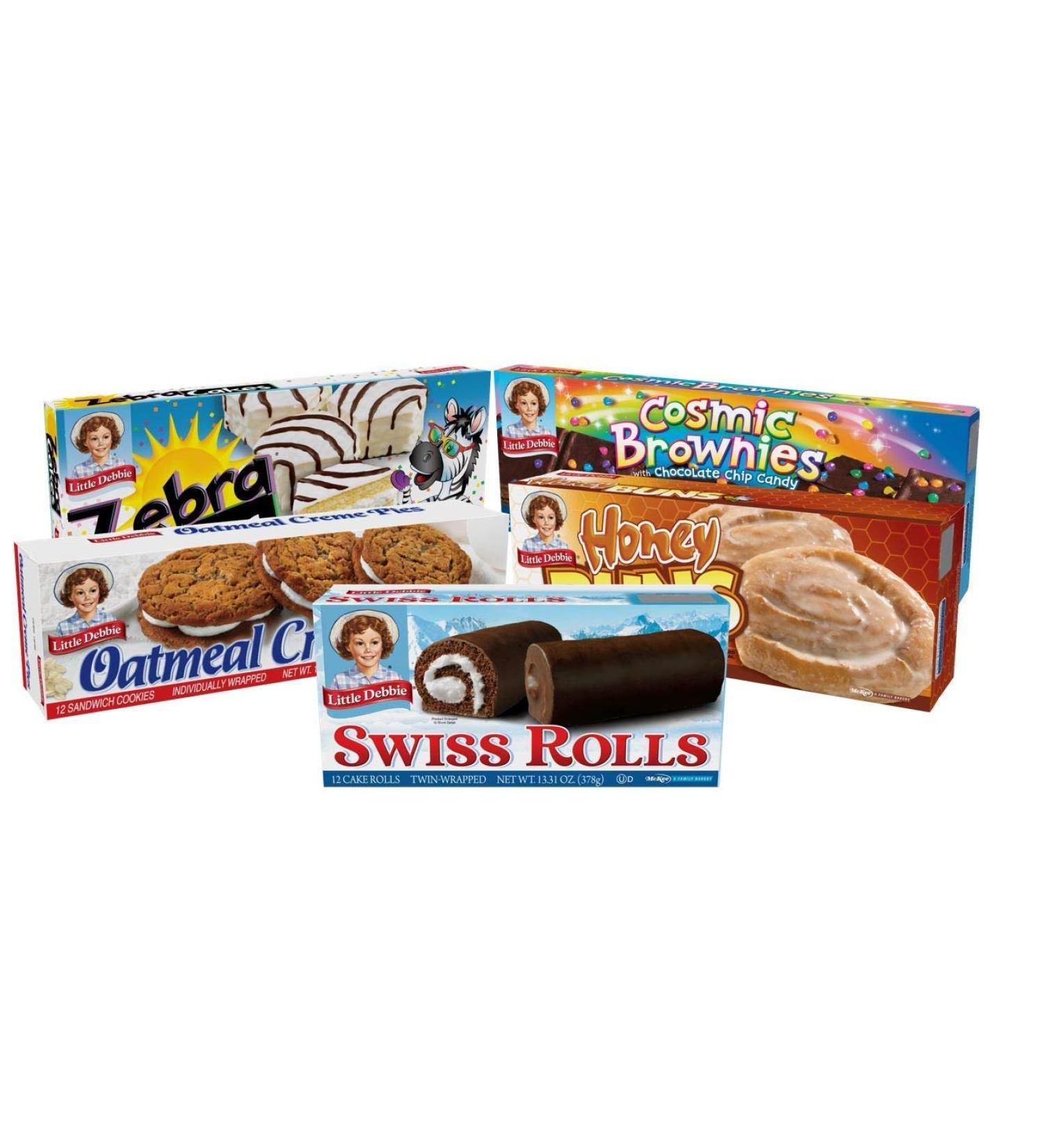 Little Debbie Variety Pack - Zebra Cakes, Cosmic Brownies, Honey Buns, Oatmeal Creme Pies, and Swiss Rolls - 60 Pack, 0.67 oz Each - Buy Online on SooperMarket.com