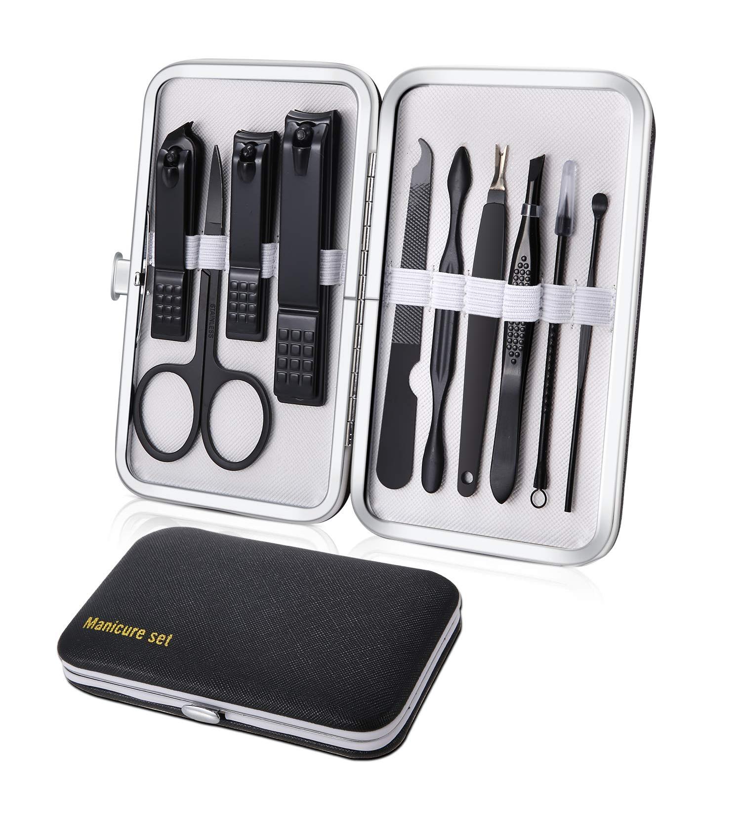 10-Part Manicure Set & Pedicure Kit - Nail Scissors Clippers & Travel Beauty Set (Black) - Buy Online on SooperMarket.com