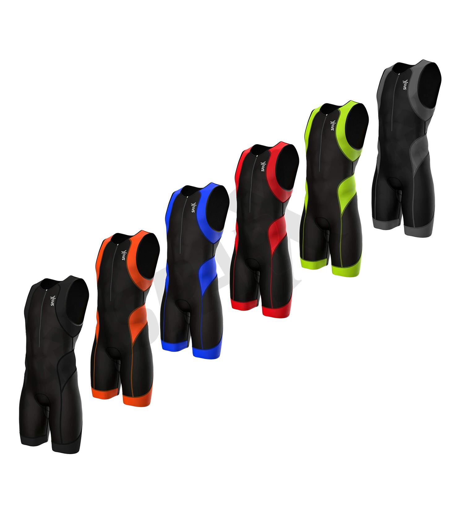 Sparx Men's Triathlon Suit | UV Protective Italian Fabric | 2 Pockets | Swim-Bike-Run Trisuit - Black/Orange (Small) - Buy Online on SooperMarket.com