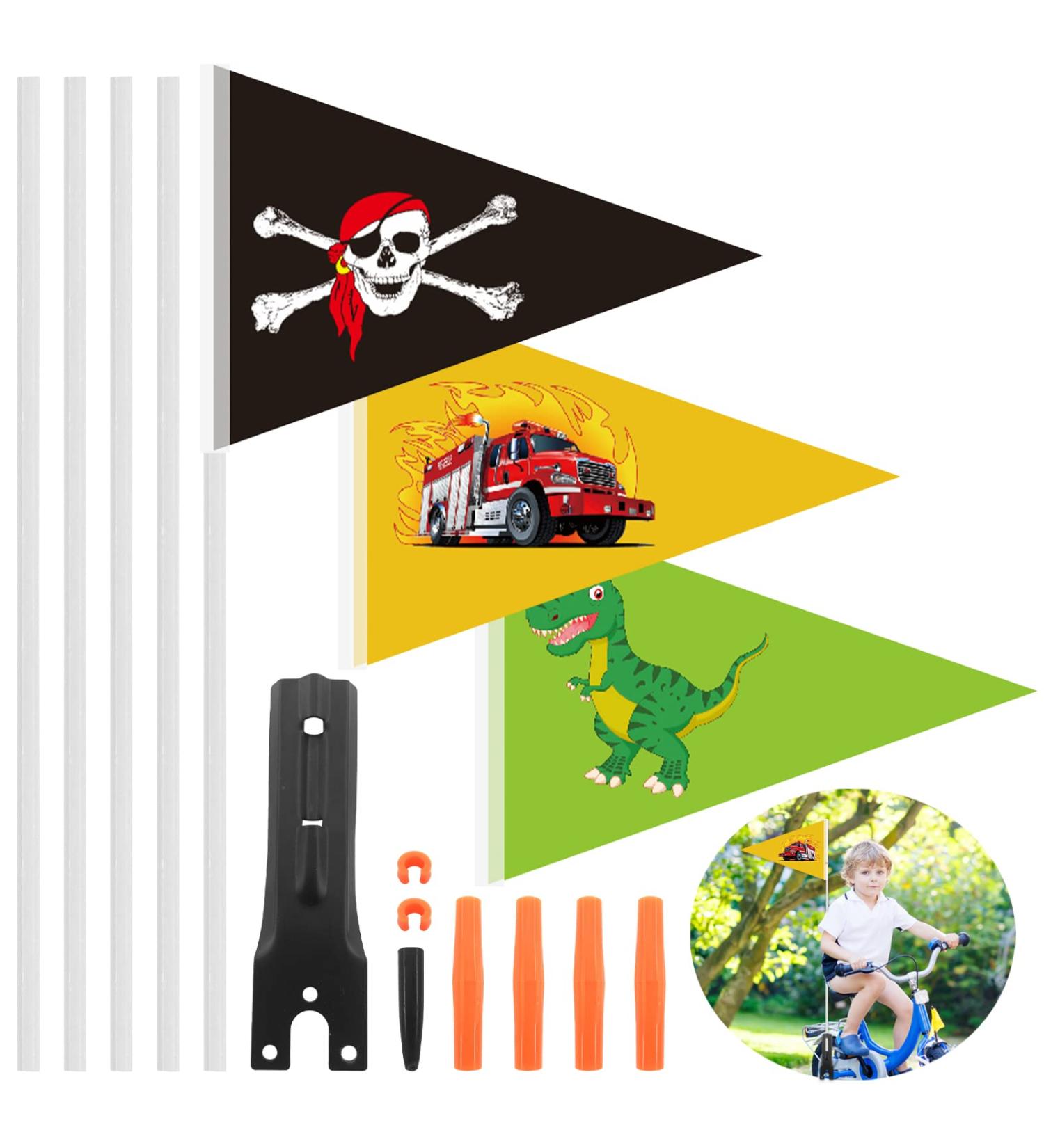 Shop Lets Joy 3-Piece Children's Bicycle Pimp Set | Safety Pennants & Accessories - Secure Your Kid's Ride! - Buy Online on SooperMarket.com