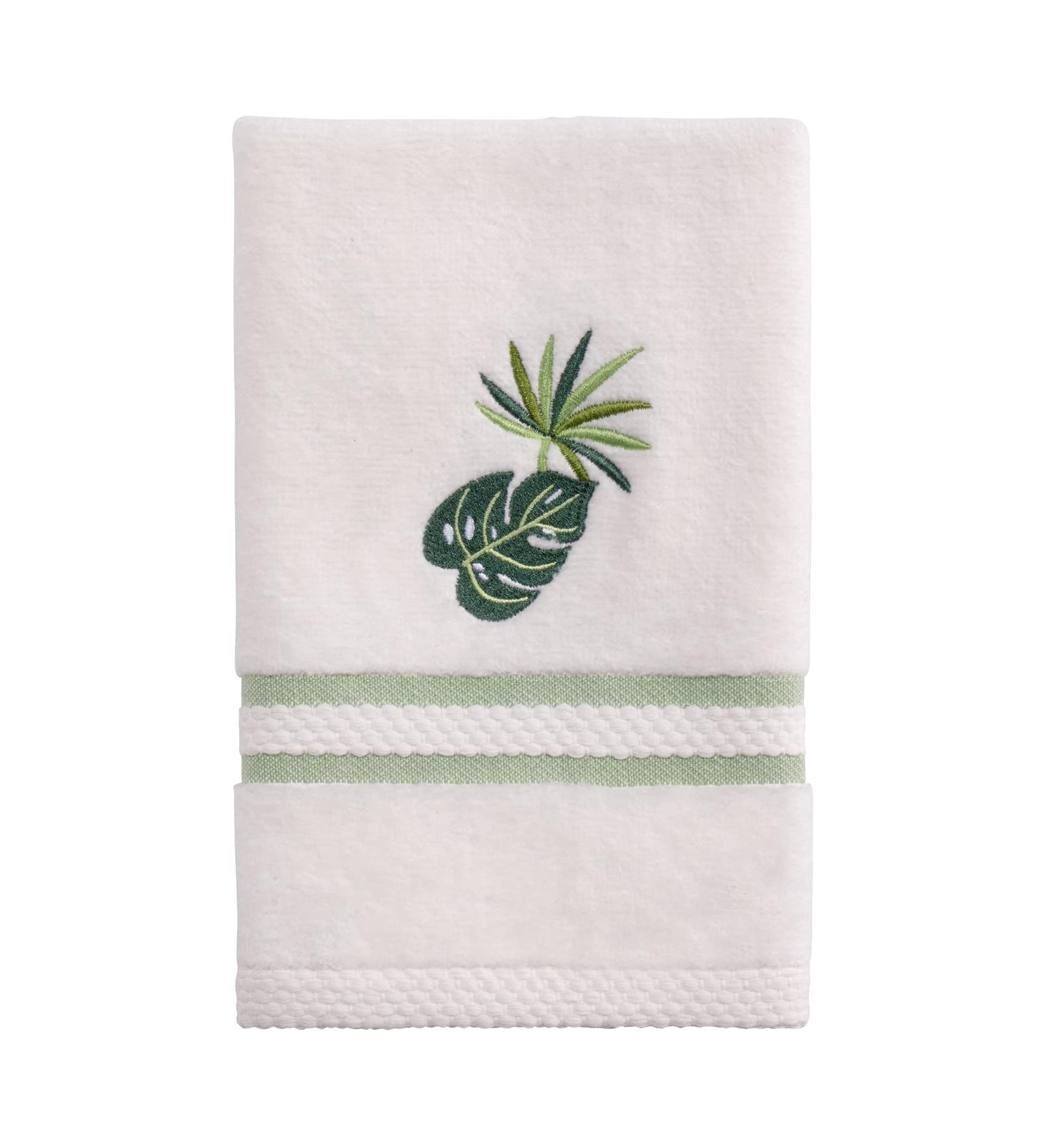 Avanti Linens Viva Palm Collection White Embroidered Fingertip Towel - Soft & Absorbent Cotton - Buy Online on SooperMarket.com