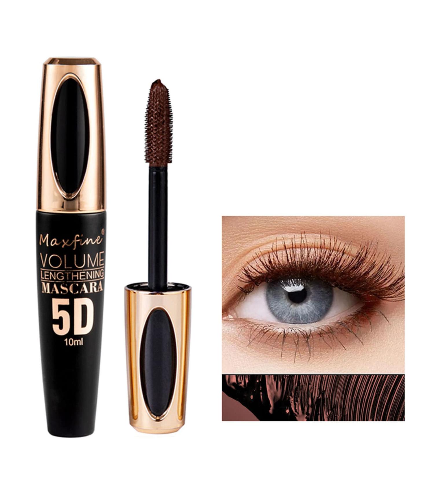 MIESCHER Brown Waterproof Mascara - Long Lasting 5D Silk Fiber Lash Mascara for Volumizing, Lengthening, and Defining Eye Lashes - Buy Online on SooperMarket.com