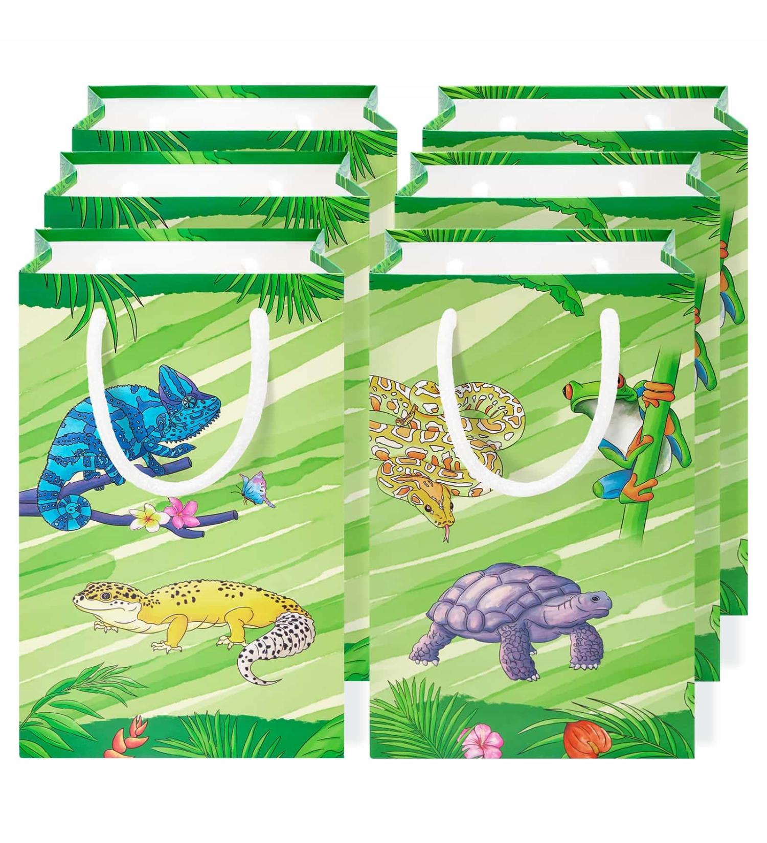 WERNNSAI Reptile Party Favor Bags - 16 PCS Reptile Birthday Party Supplies Gift Bags with Handles for Kids Boys Snakes Leopard Turtle Goodie Bags for Reptile Theme Camping Party Baby Shower Decoration - Buy Online on SooperMarket.com