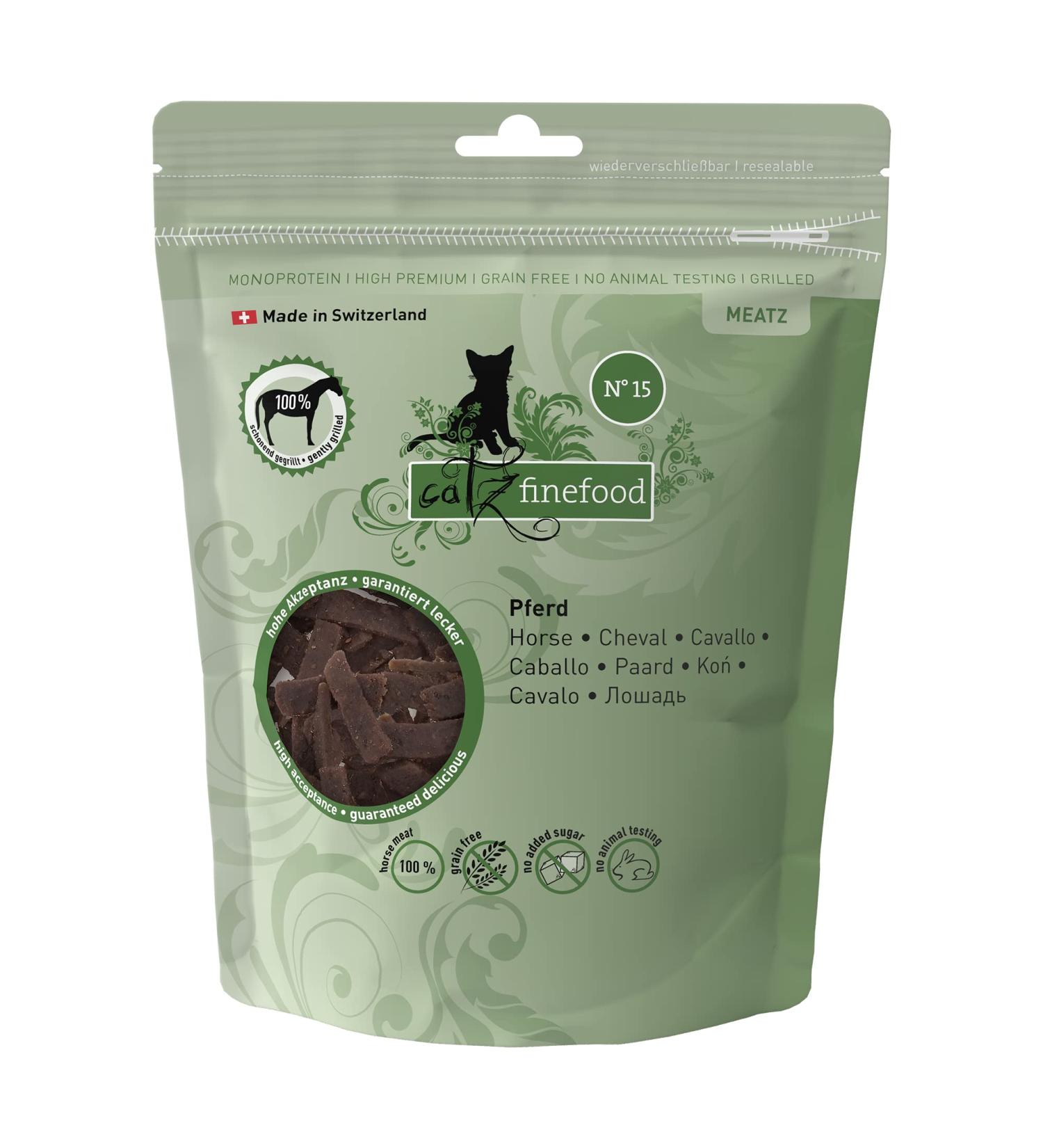 Catz Finefood MEATZ CATTIONS Horse N 15 - 100% Horse Meat Cat Snack Grain-Free Sugar-Free Ideal for Allergies (45g) - International Shipping Available - Buy Online on SooperMarket.com