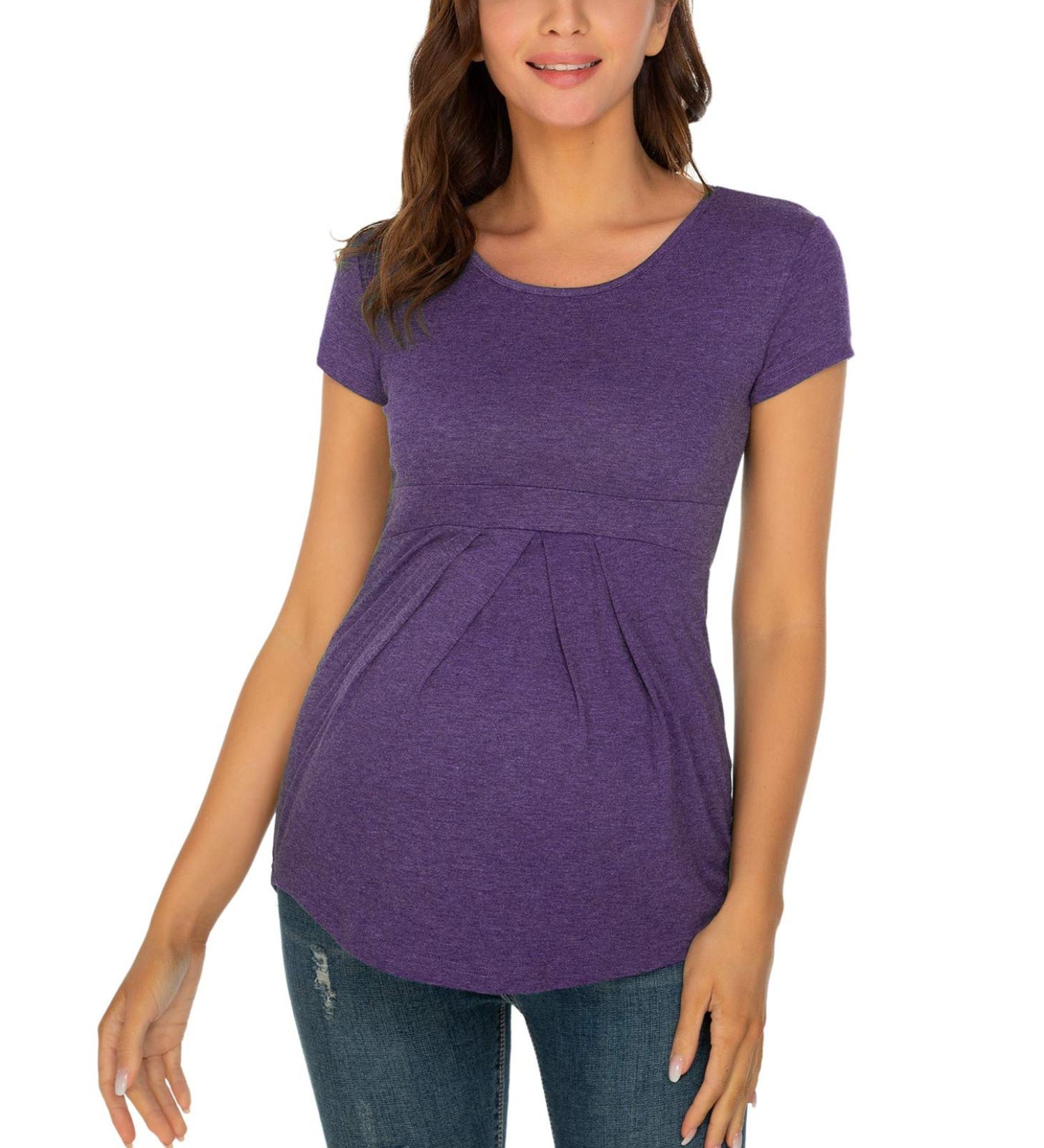 Love2Mi Women's Maternity Nursing Shirt, Layered Wrap Design, S-purple XL - Buy Online on SooperMarket.com
