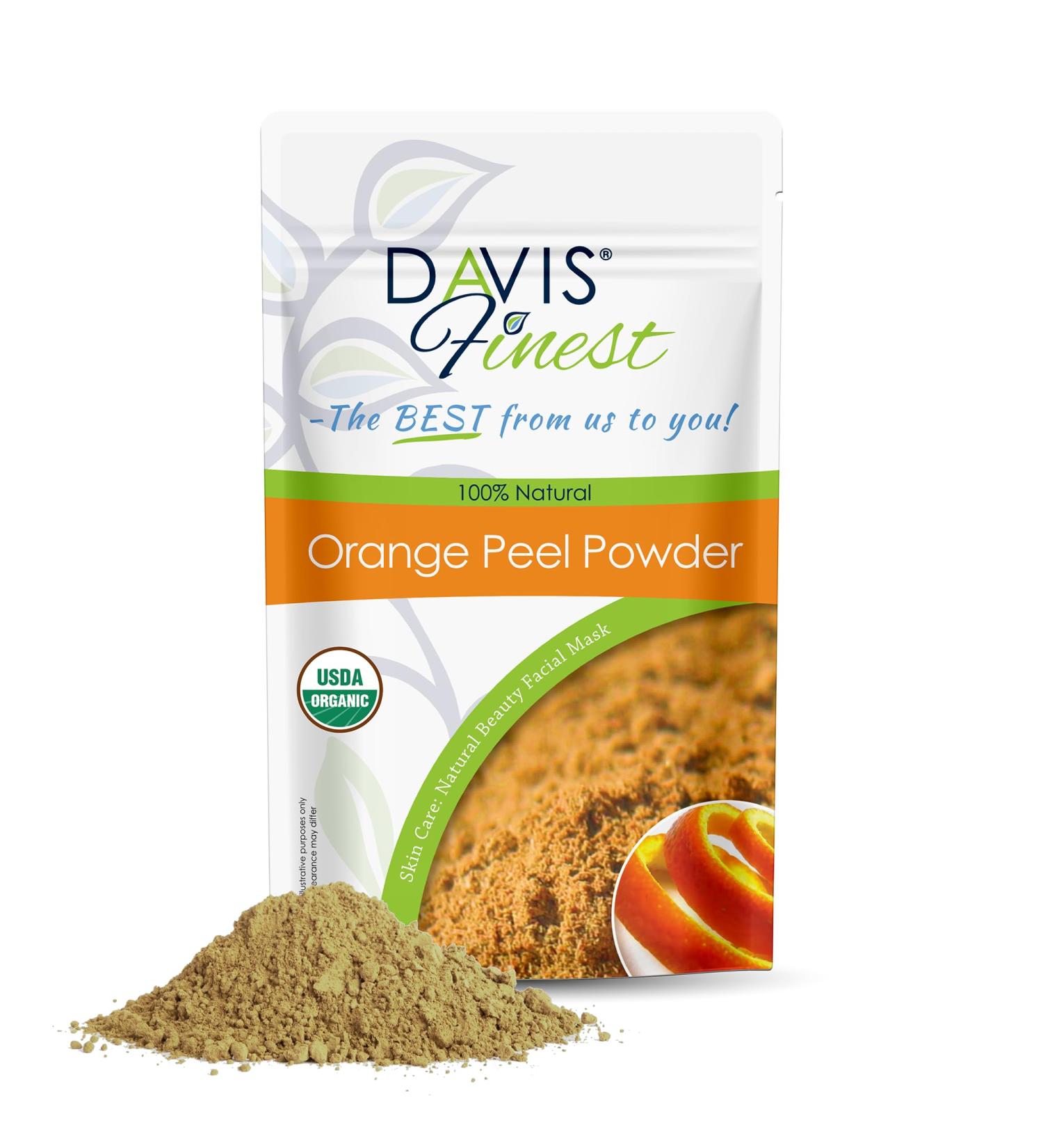 Davis Finest Orange Peel Powder 100g Organic Pure & Natural Face Mask Skin Care Facials Oil Control Brightening Cleansing Exfoliating - Buy Online on SooperMarket.com