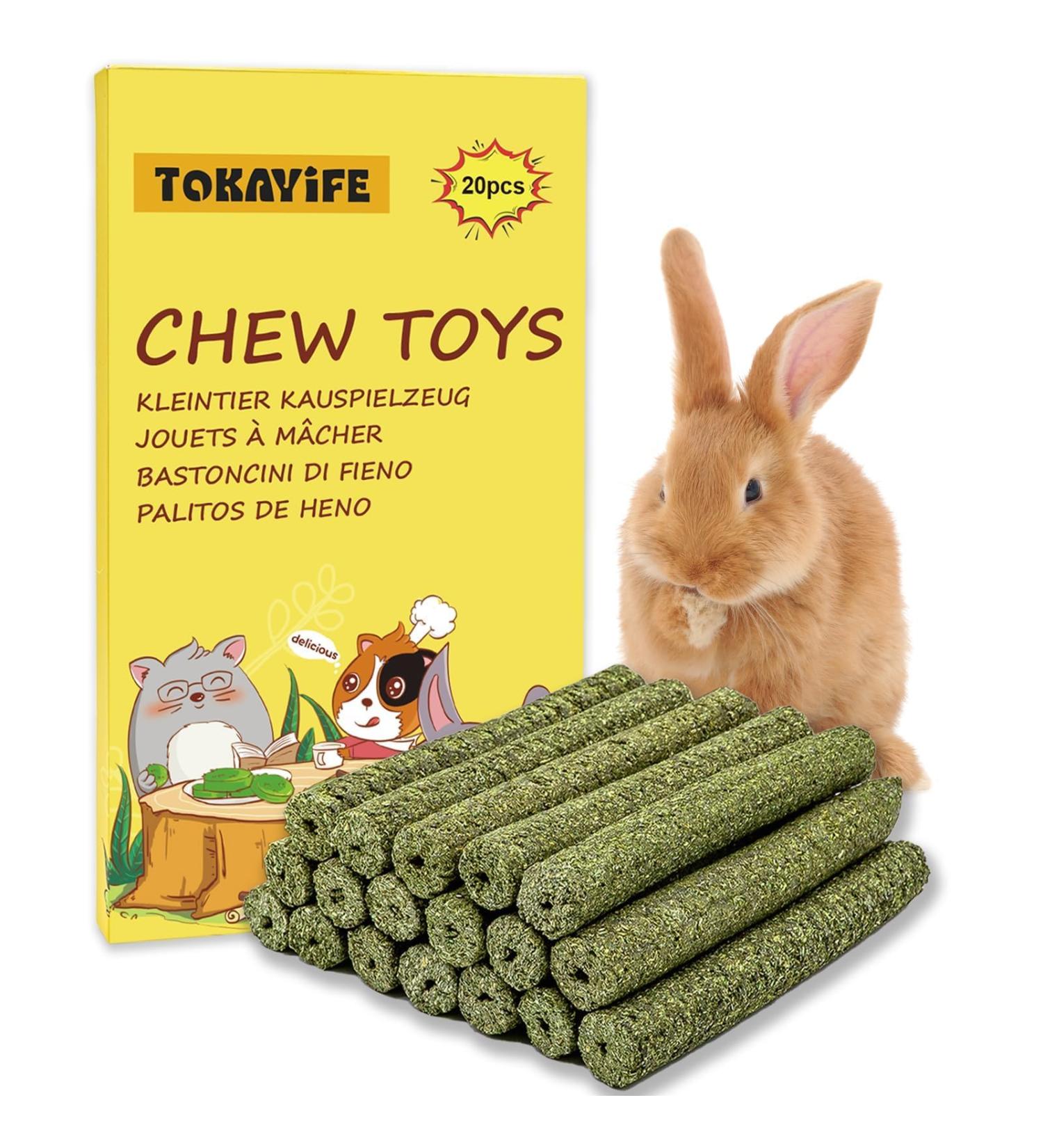 TOKAYIFE Rabbit Chew Toys 210g Rabbit Treats Natural Timothy Hay Sticks Boredom Breakers for Rabbits Chinchillas Guinea Pigs Hamster Hedgehogs (20 pcs) 20 Count(1 pack) - Buy Online on SooperMarket.com