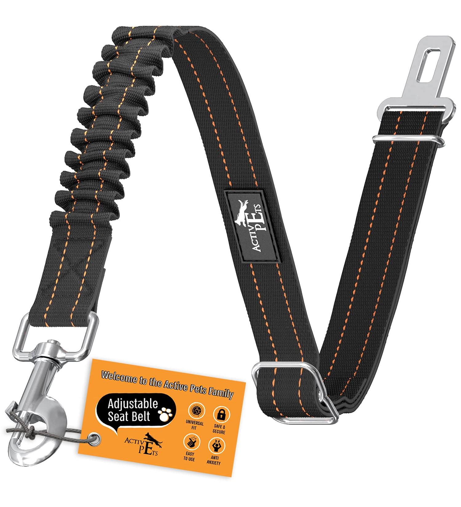 Active Pets Dog Seatbelt - Adjustable Safety Harness for Car - Durable Seat Belt for Large, Medium & Small Dogs - Orange (1 Pack) - Buy Online on SooperMarket.com