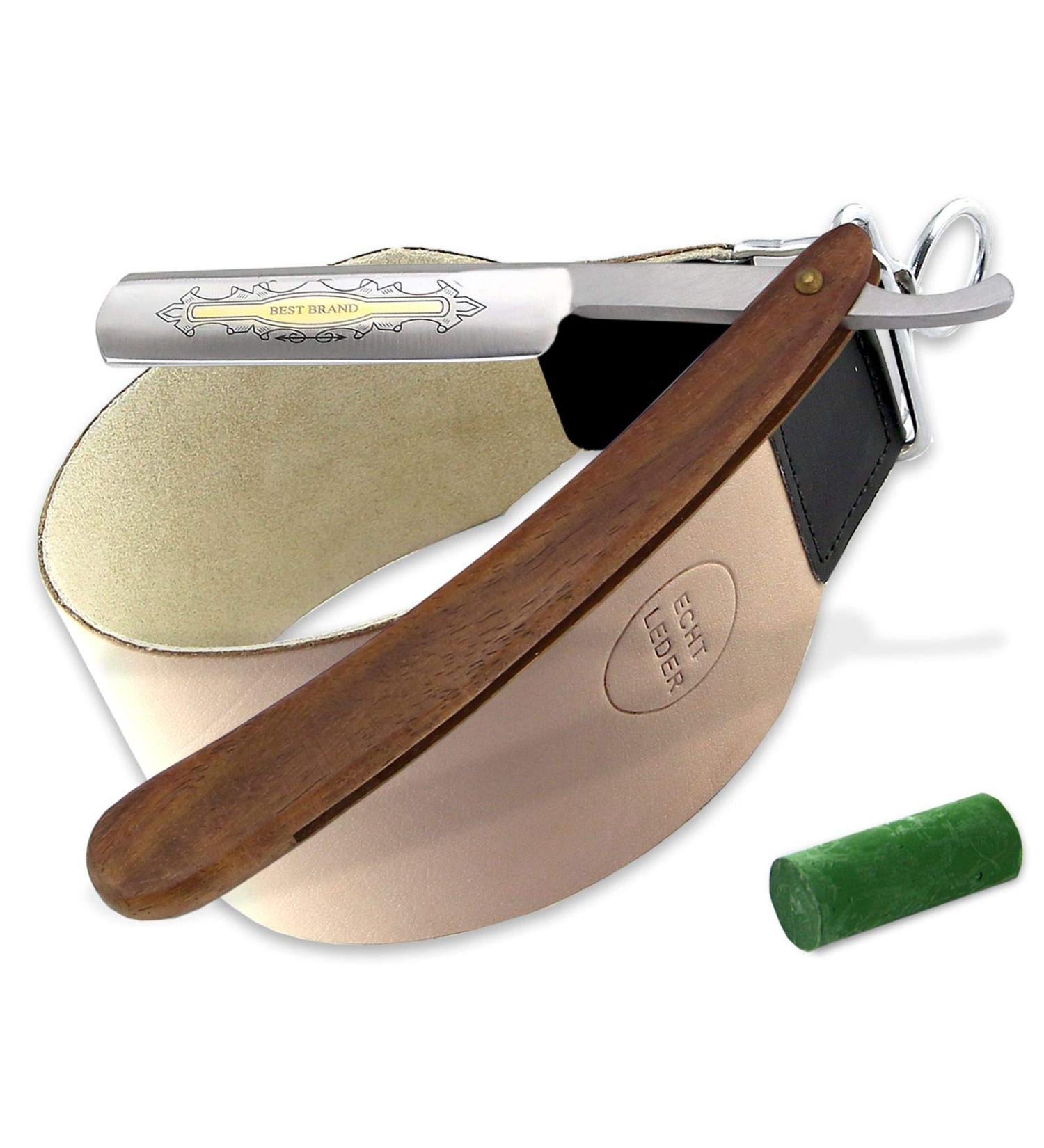 Premium Men's Razor Set from Solingen - Extra Wide Leather Strop Razor & Paste - Perfect Gift Idea - Buy Online on SooperMarket.com