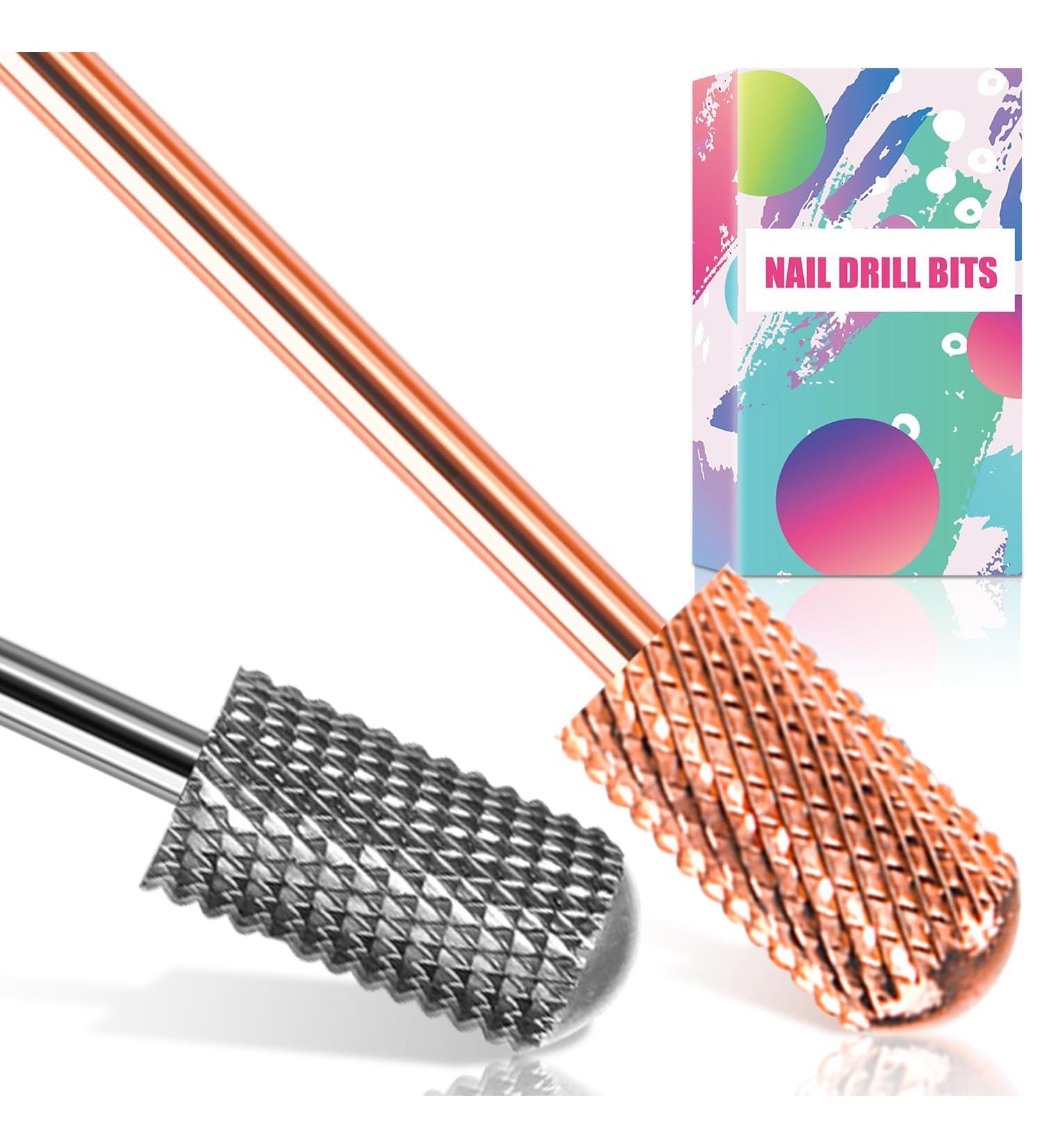 Dill Bits 2PCS 3/32'' Safety Nail Drill Bits | Carbide Bits for Acrylic & Soft Gel Nails | Manicure Pedicure Beginner Set in Rose Gold & Sky Grey | Medium-M - Buy Online on SooperMarket.com