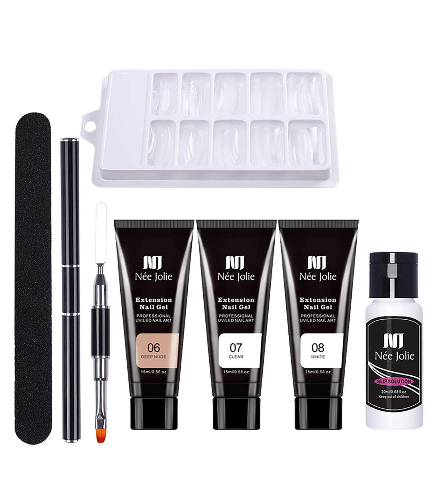 Fast Nail Extension Poly Gel Starter Set | Thickening Polygel for Acrylic Nails | DIY Salon Kit - Unit Size #05 - Buy Online on SooperMarket.com