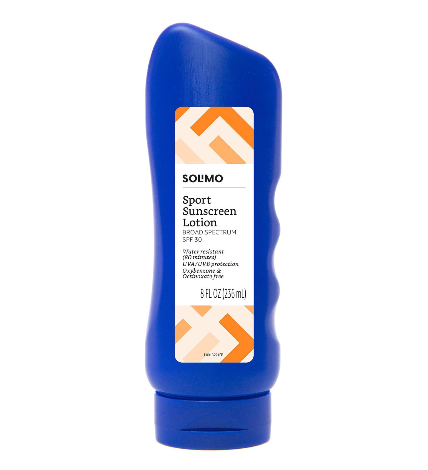 Solimo Sport Sunscreen Lotion SPF 30 Reef Friendly | 8 fl oz - Broad Spectrum UVA/UVB Protection - Buy Online on SooperMarket.com
