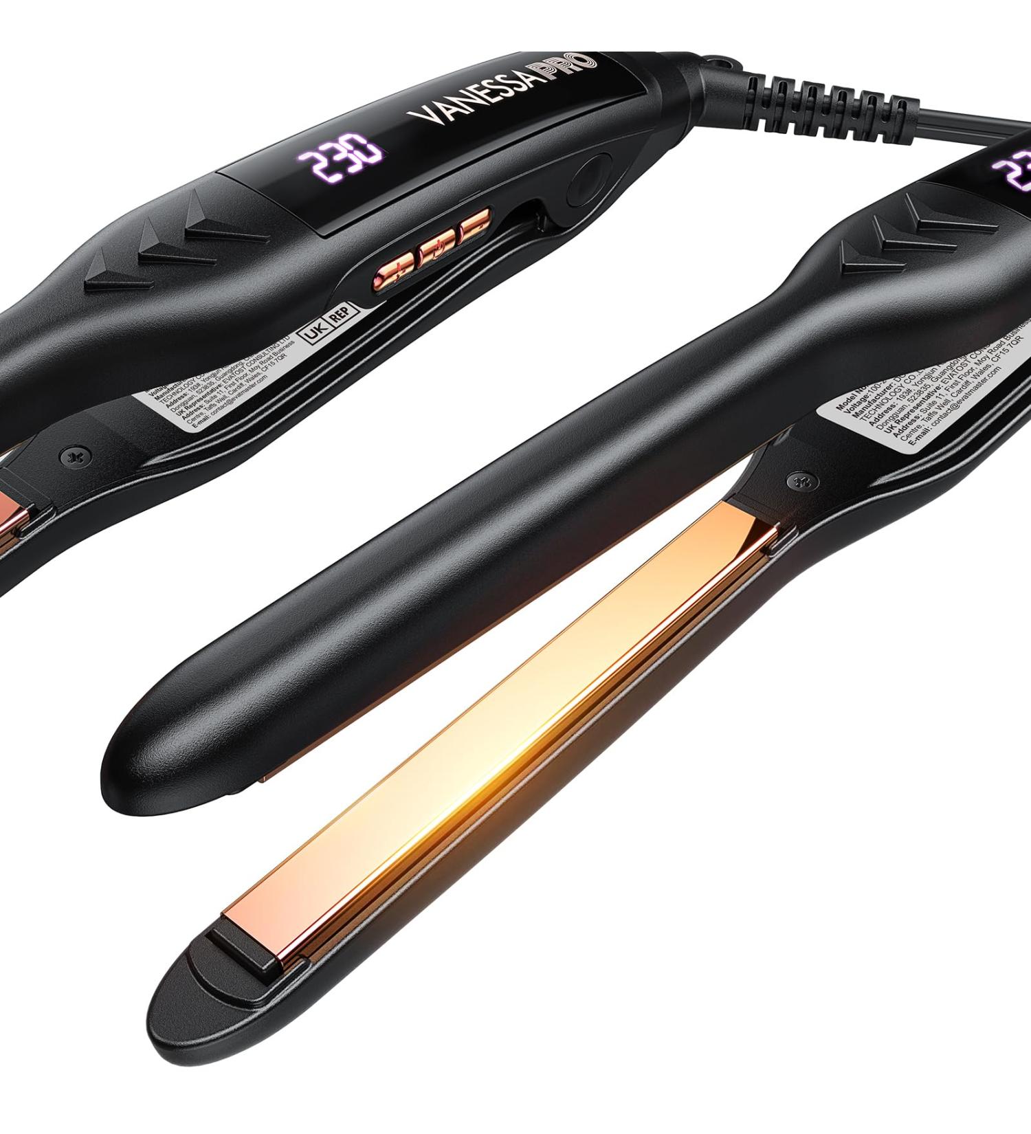 VANESSA PRO 100% Pure Titanium Hair Straightener - 0.3-inch for Short Hair | One Pass Sleek Look, Beautiful Curls, Straightens Well - Buy Online on SooperMarket.com