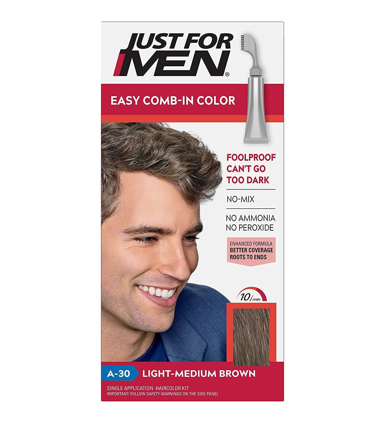 Just for Men Light Medium Brown Hair Color A-30 - Easy No Mix Formula with Applicator | International Shipping - Buy Online on SooperMarket.com