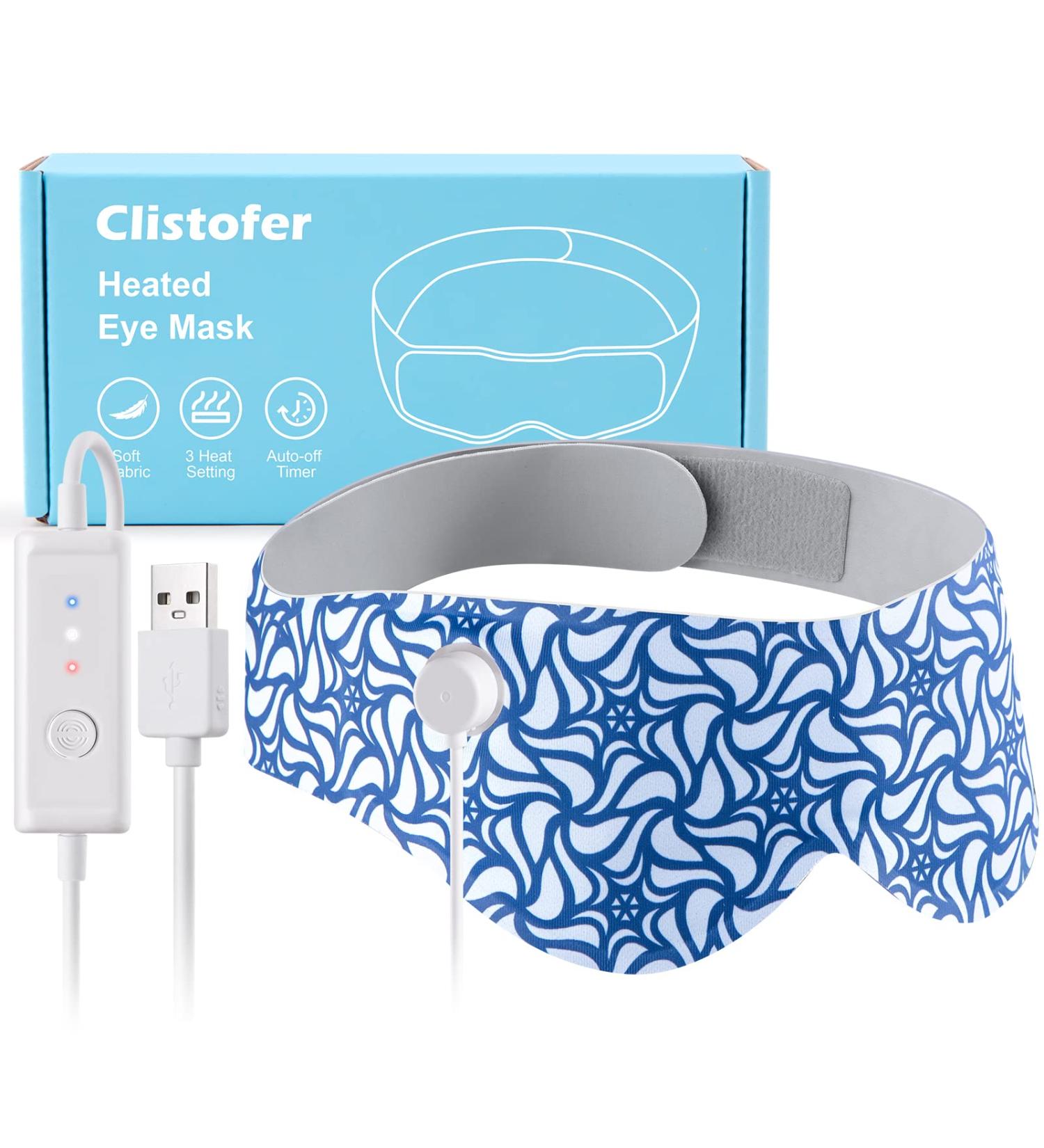 Clistofer Heated Eye Mask for Dry Eyes | USB Electric Warming Pad | Reusable Therapy Heat Mask | Graphene Far Infrared | Hot Sleep Mask for Men Women - Buy Online on SooperMarket.com