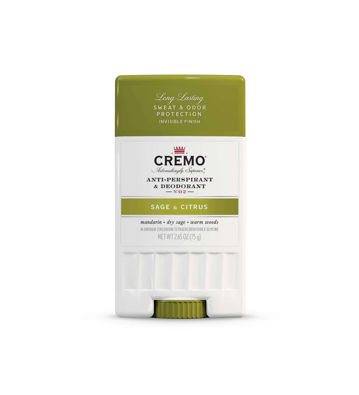 Cremo Anti-Perspirant & Deodorant No. 02 Sage & Citrus - 2.65 oz | Long-Lasting Protection - Buy Online on SooperMarket.com