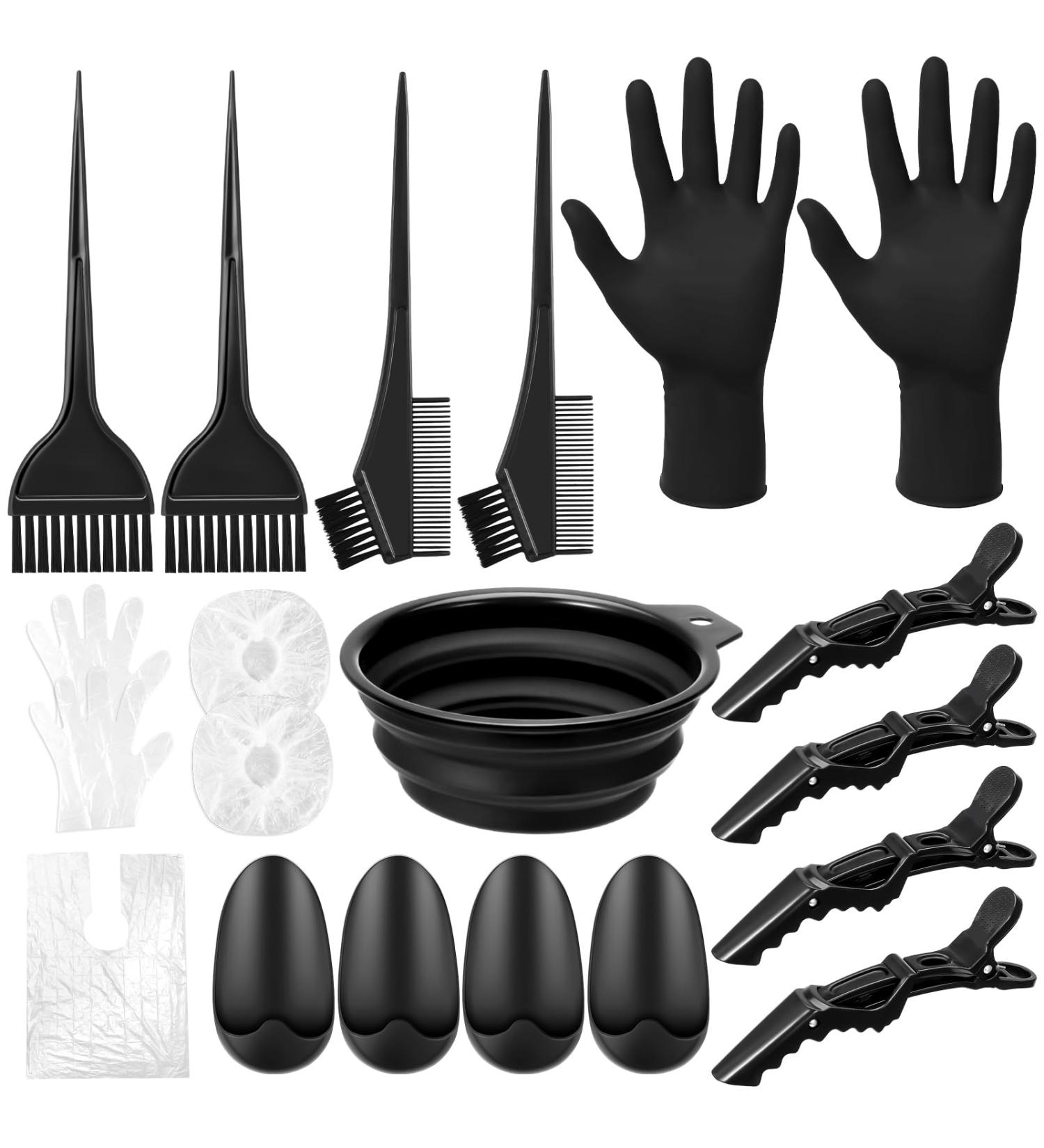Zuimei 20 Pcs Hair Dye Tools Kit - Hair Colouring Beauty Salon DIY Set with Bowl, Brush, Gloves & Clips - Buy Online on SooperMarket.com