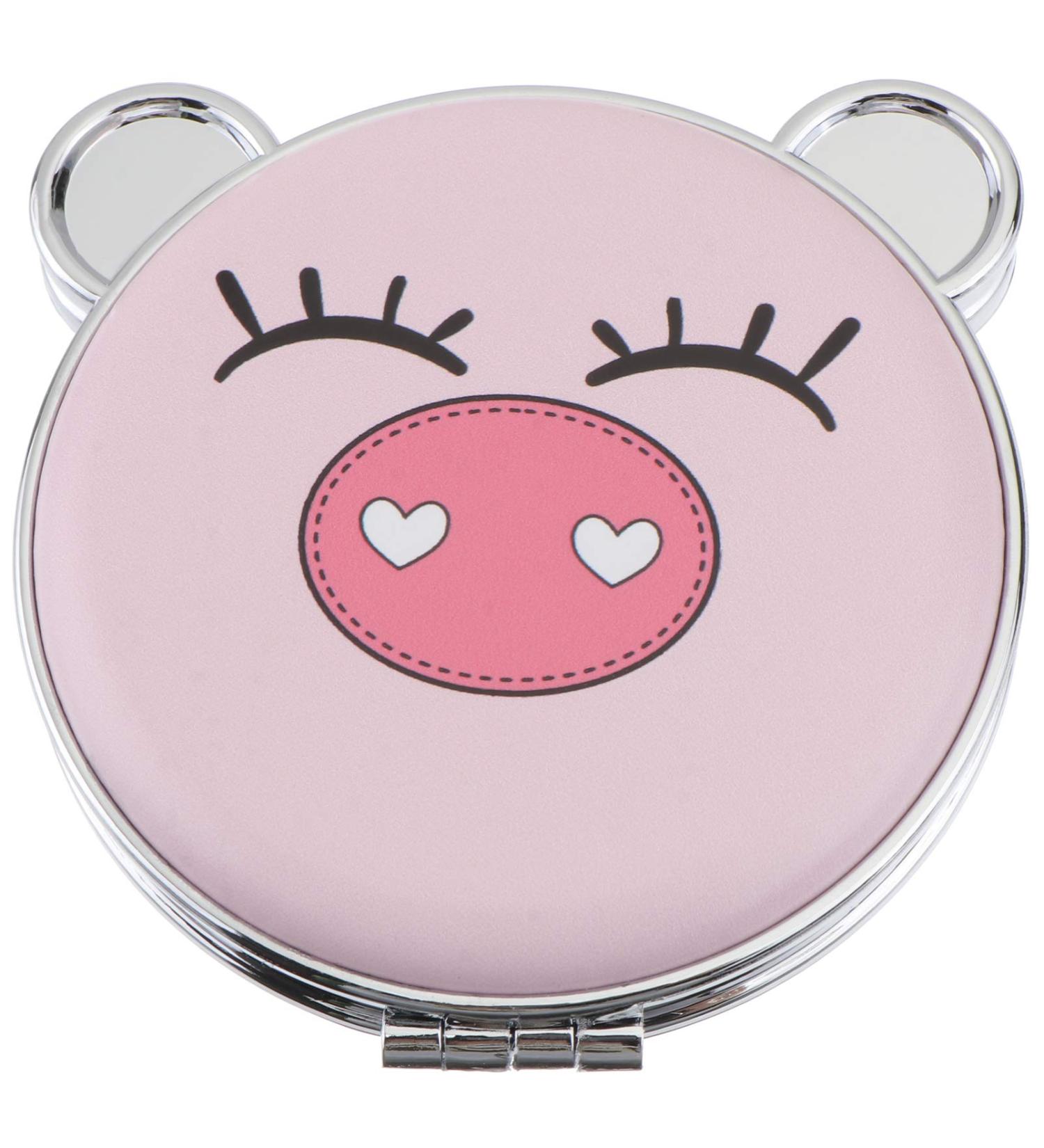 Minkissy Double-Sided Handheld Pig Compact Makeup Mirror for Women Girls - Travel and Bag Handbag Mirror - Creative and Stylish (Style 2) - Buy Online on SooperMarket.com