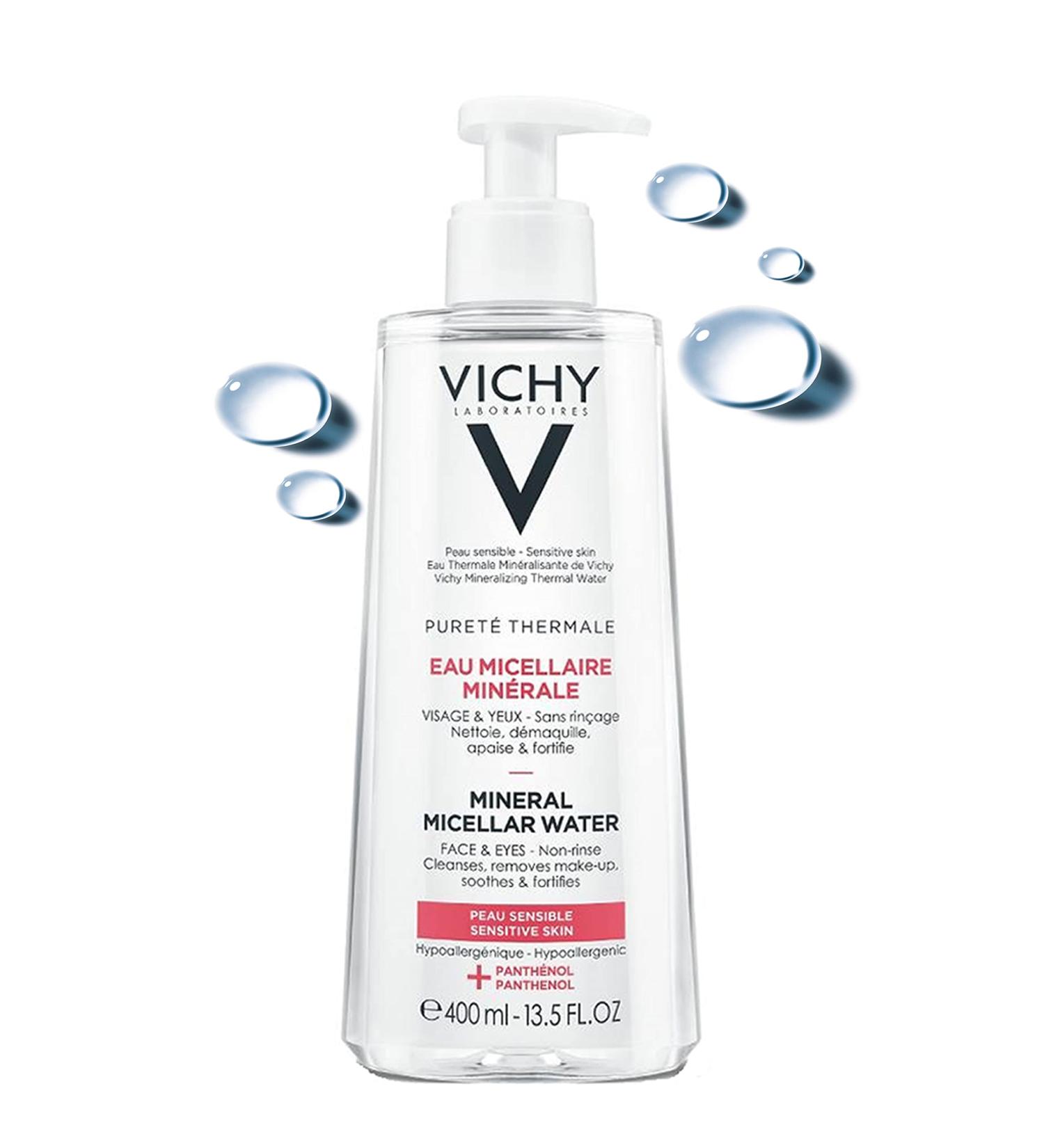 Vichy Puret Thermale One Step Micellar Water 13.52 Fl. Oz - Alcohol Free Makeup Remover & Toner with Vitamin B5 for Sensitive Skin - Buy Online on SooperMarket.com