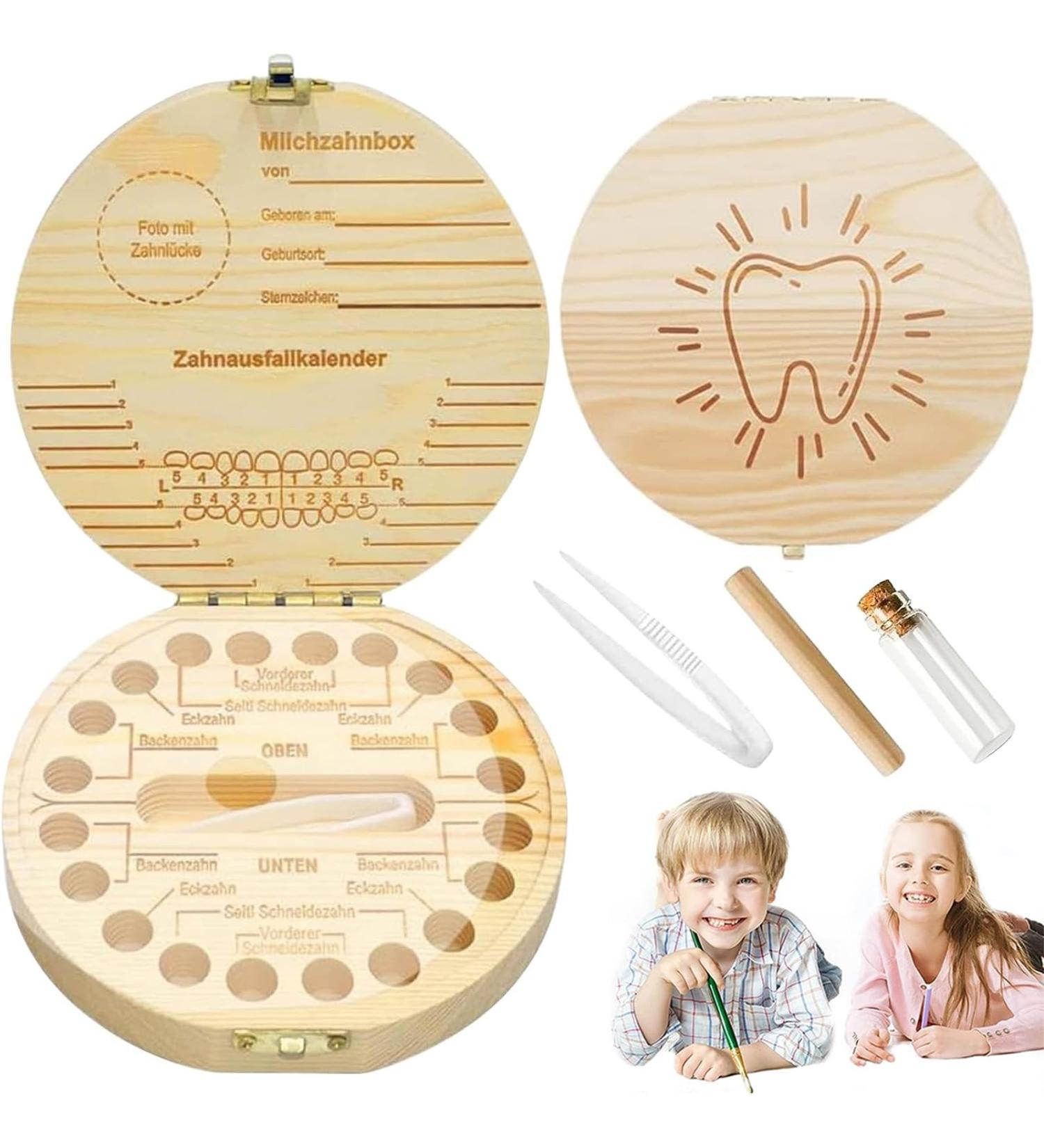 Premium Wooden Milk Tooth Box | Baby Tooth Storage & Display for Girls | Perfect Gift for Birth | Elegant Souvenir Box - Buy Online on SooperMarket.com