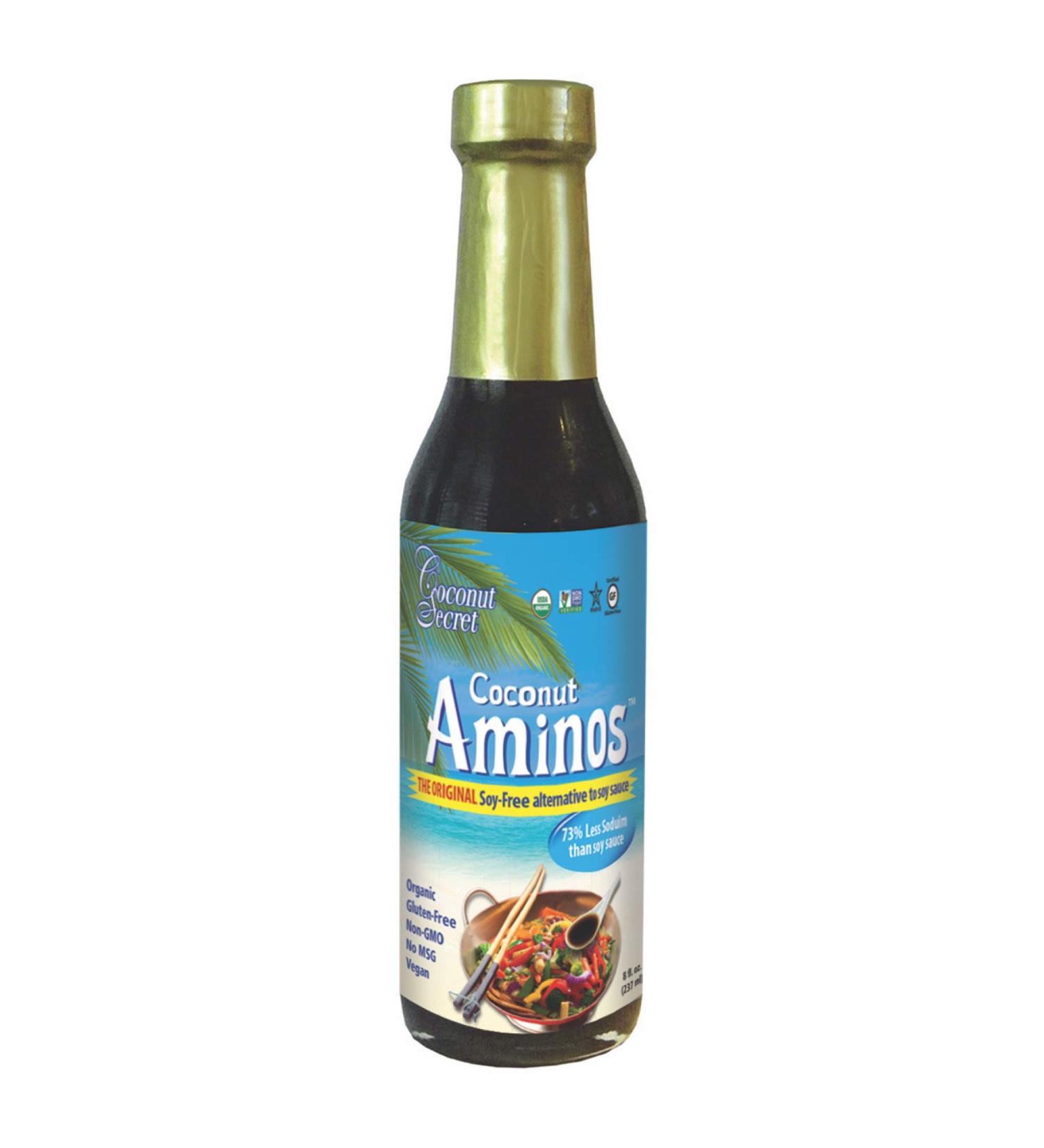 Coconut Secret Coconut Aminos 8 fl oz: Low-Sodium Soy Sauce Alternative, Organic, Vegan, Non-GMO, Gluten-Free, Keto, Paleo, Whole30, Kosher - 48 Servings - Buy Online on SooperMarket.com