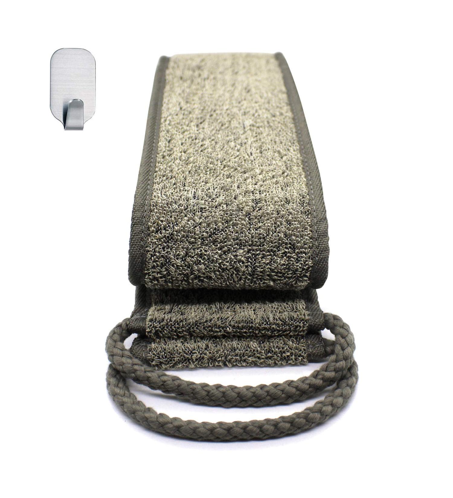 50 Loofah Back Scrubber - Extra Long Natural Flax Exfoliating Shower Tool for Deep Cleansing | Men & Women | Includes Wall Hook - Buy Online on SooperMarket.com