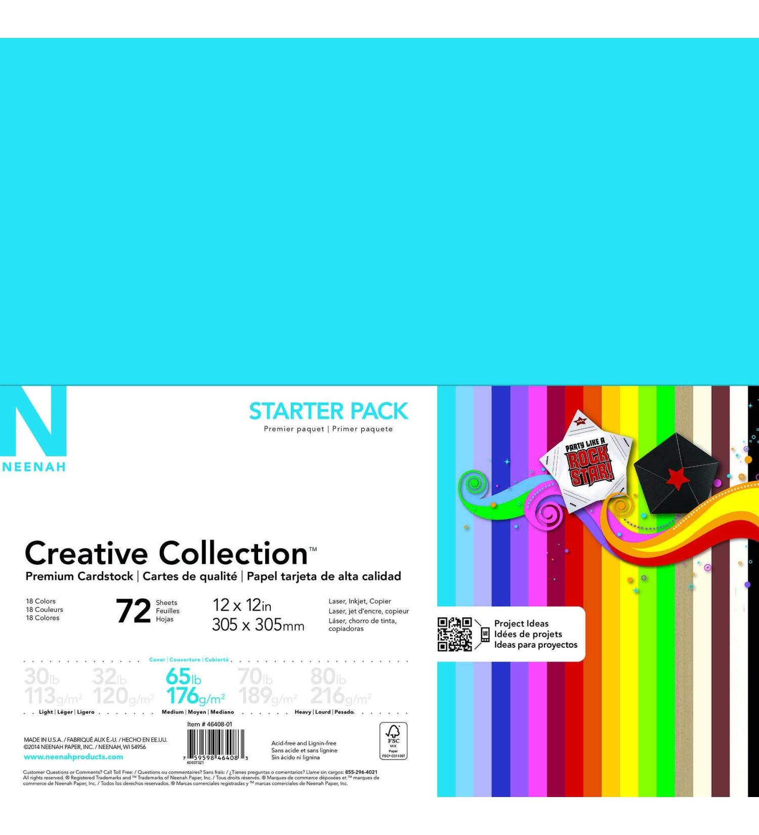 Astrodesigns/Creative Collection Starter Kit Cardstock  12 x 12  65 lb/176 gsm 18-Color Assortment  72 Sheets (46408-03) - Buy Online on SooperMarket.com