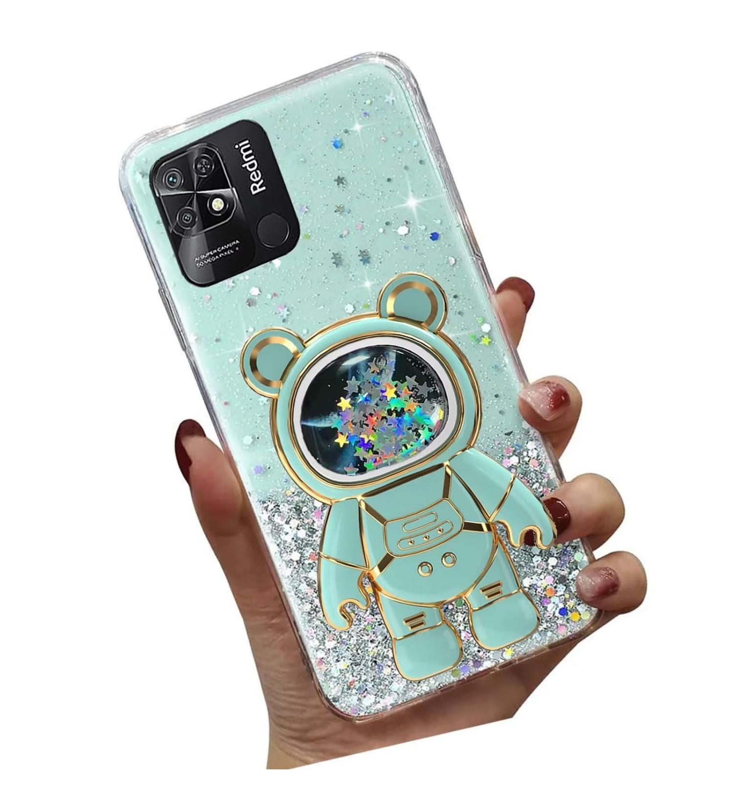 Tivenfezk Nadoli Xiaomi Redmi 10c Case - Astronaut Glitter Soft Silicone Shell with Hidden Stand - Buy Online on SooperMarket.com