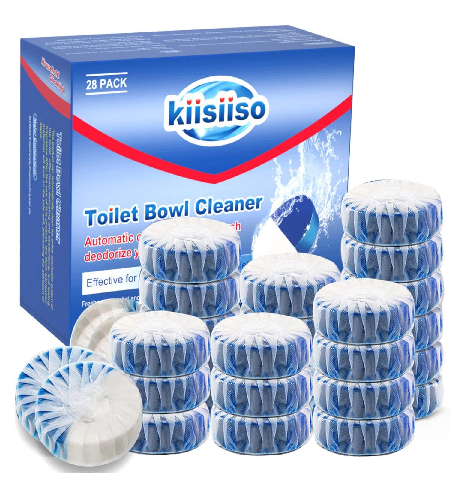 KIISSIISO Automatic Toilet Bowl Cleaner Tablets - 28 Pack Ultra Clean Toilet Tablets (Blue and White) - Buy Online on SooperMarket.com
