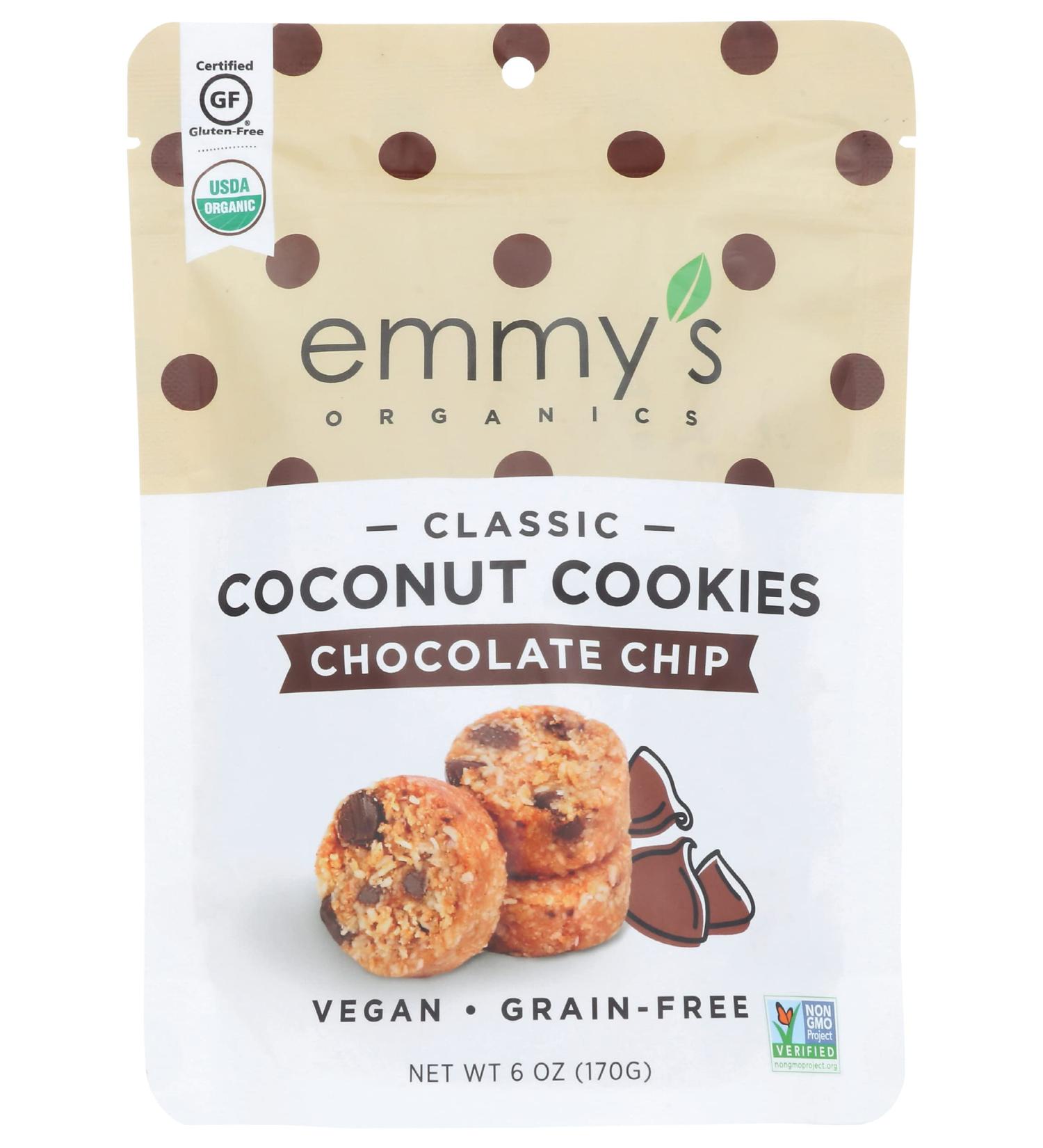 Emmy's Organics Organic Chocolate Chip Coconut Cookies - 6oz - Gluten-Free Snack - Buy Online on SooperMarket.com