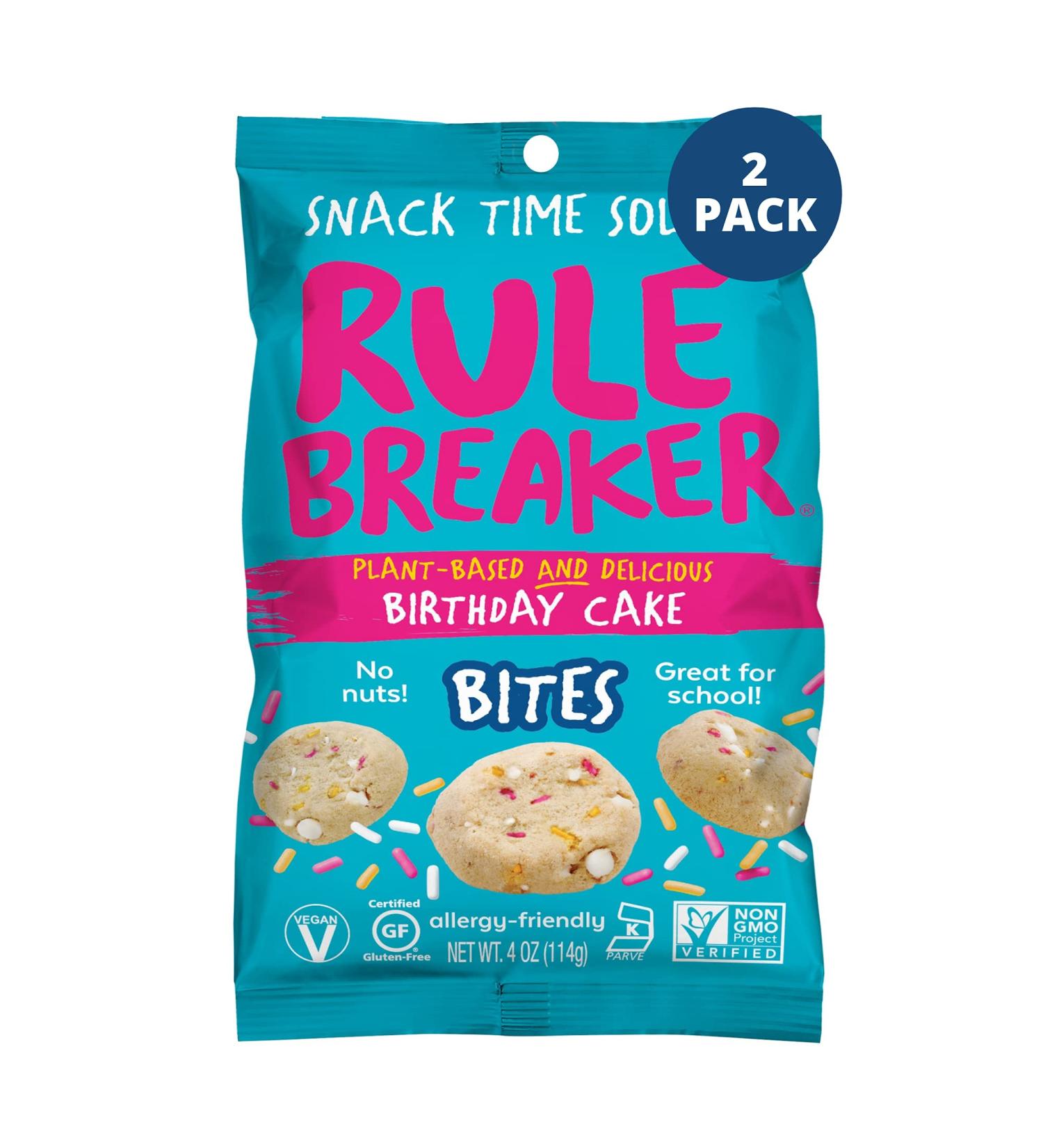 Rule Breaker Snacks Vegan Gluten Free Birthday Cake Blondie Cookie Bites 4 oz (Pack of 2) | Plant-Based, Dairy-Free, Nut-Free, Soy-Free, Allergen-Free, Kosher School Snacks for Kids and Adults - Buy Online on SooperMarket.com