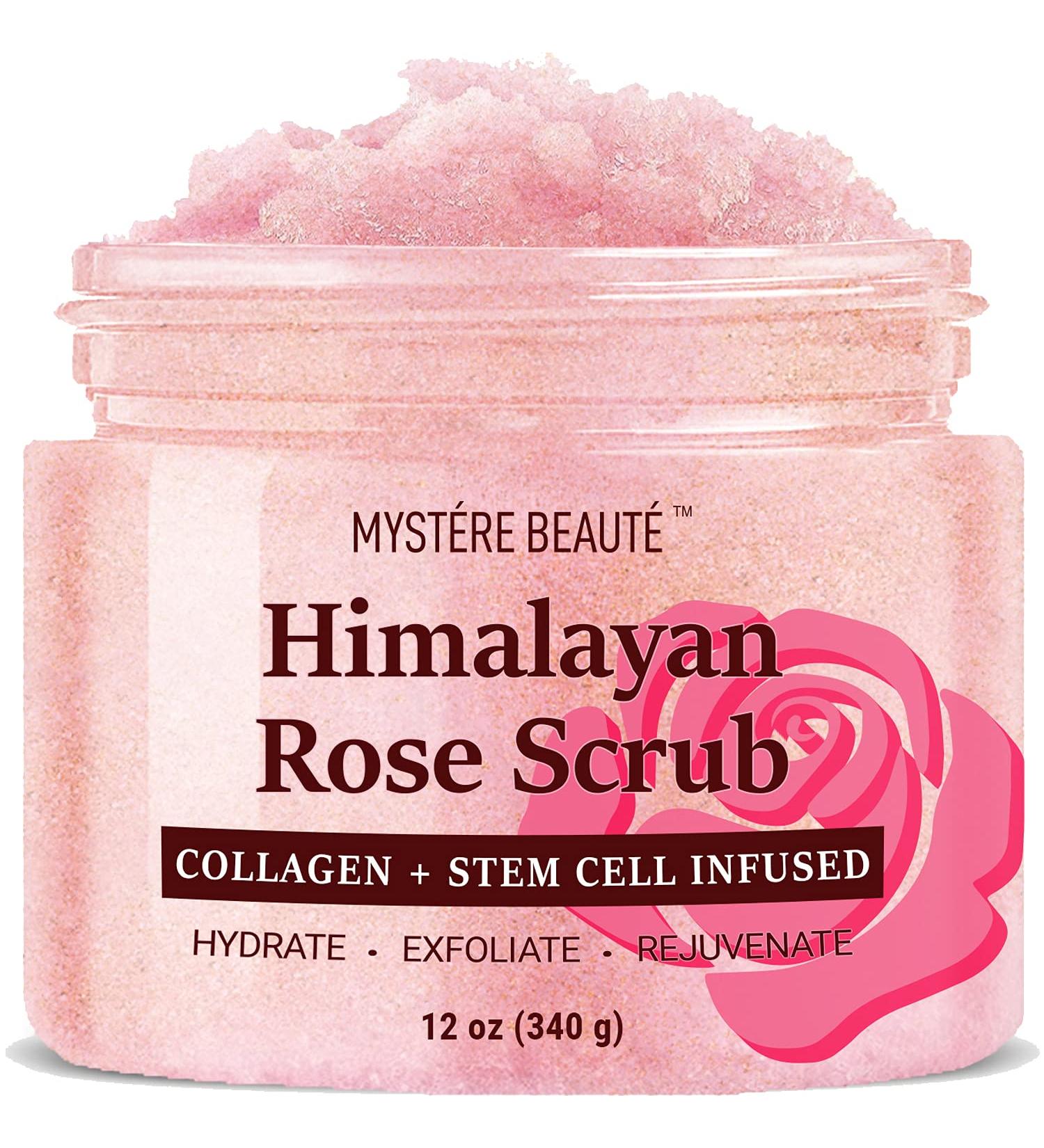 Himalayan Salt Body Scrub with Collagen and Stem Cells 12 oz - Exfoliating Salt Scrub for Cellulite, Acne Scars, Wrinkles - Deep Cleansing and Moisturizing Formula - Buy Online on SooperMarket.com