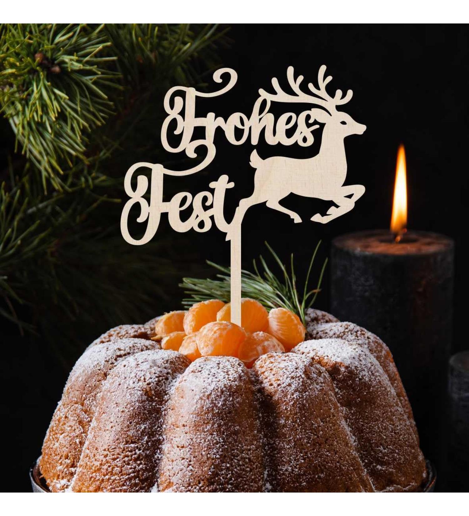 Merry Christmas Wooden Cake Topper - Festive Cake Decoration for Holiday Celebrations - Buy Online on SooperMarket.com