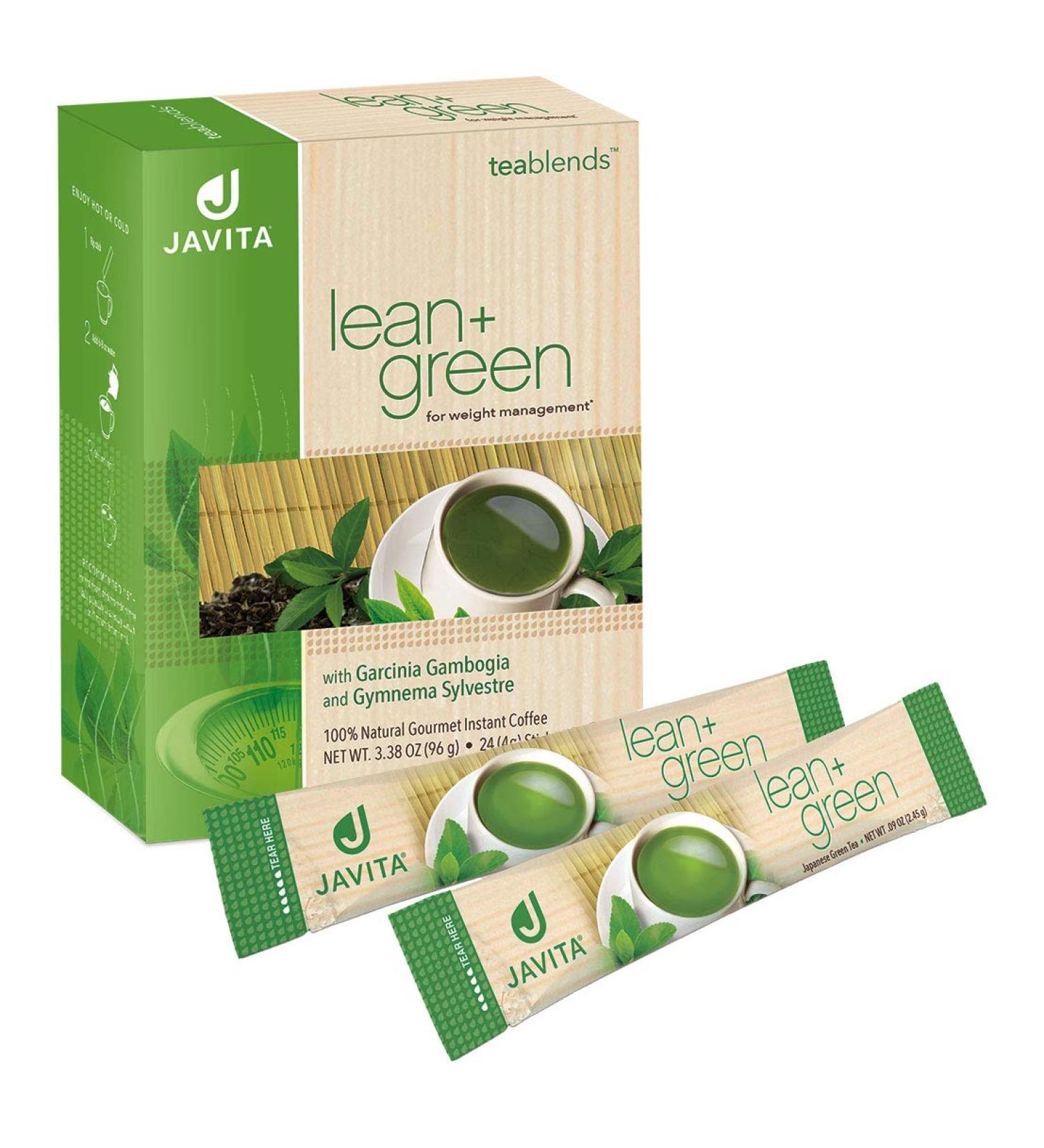Lean + Green Premium 100% Sencha Green Tea with Super Citrimax & Gymnema Sylvestre - 24 ct for Weight Management, Appetite Control, and Sugar Balance | Javita - Buy Online on SooperMarket.com