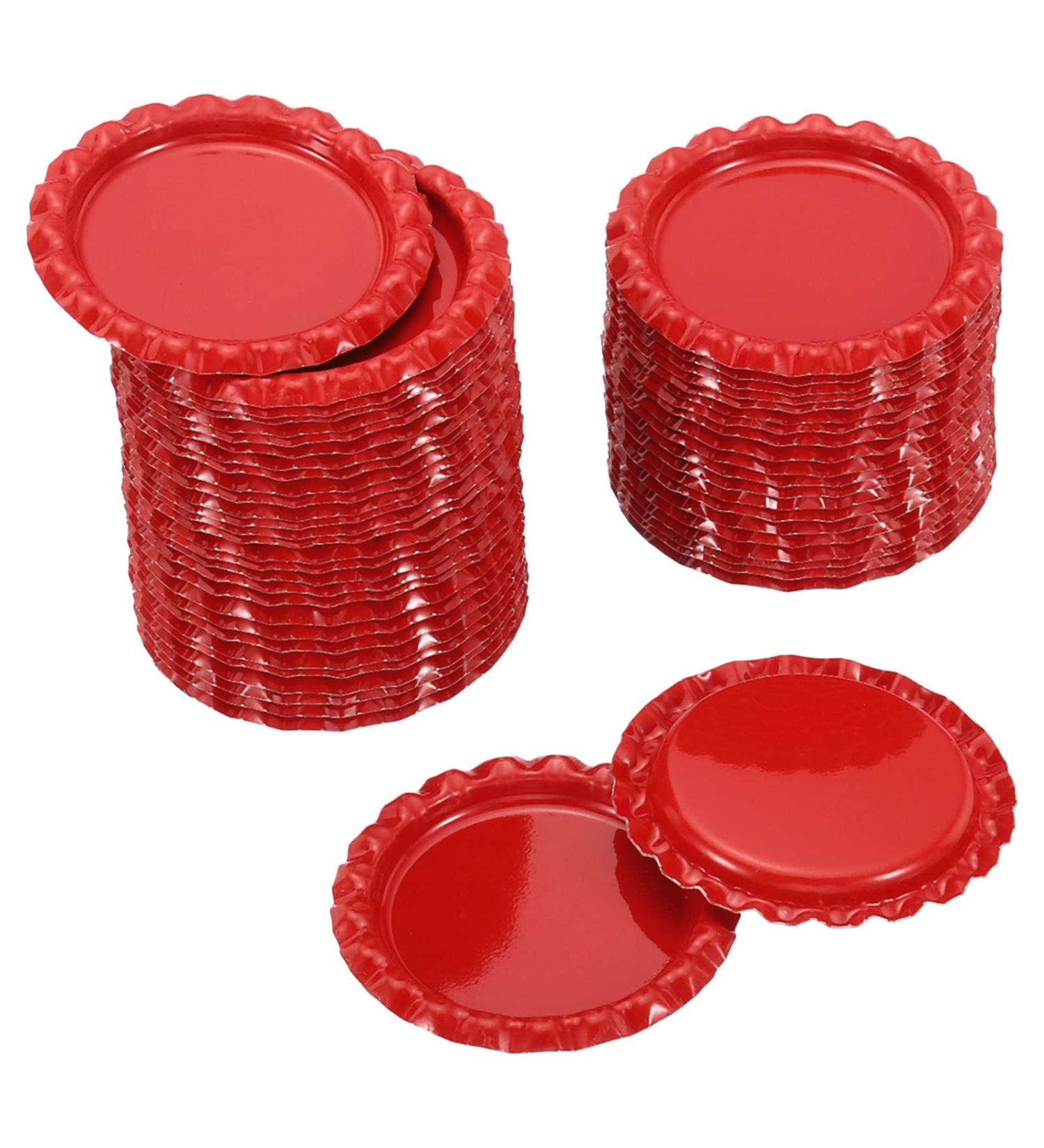 PATIKIL 1 Inch Flat Decorative Bottle Caps 50 Pack Craft Bottle Pendant Trays Double Sides Printed for DIY Pendants Craft Scrapbooks Red - Buy Online on SooperMarket.com