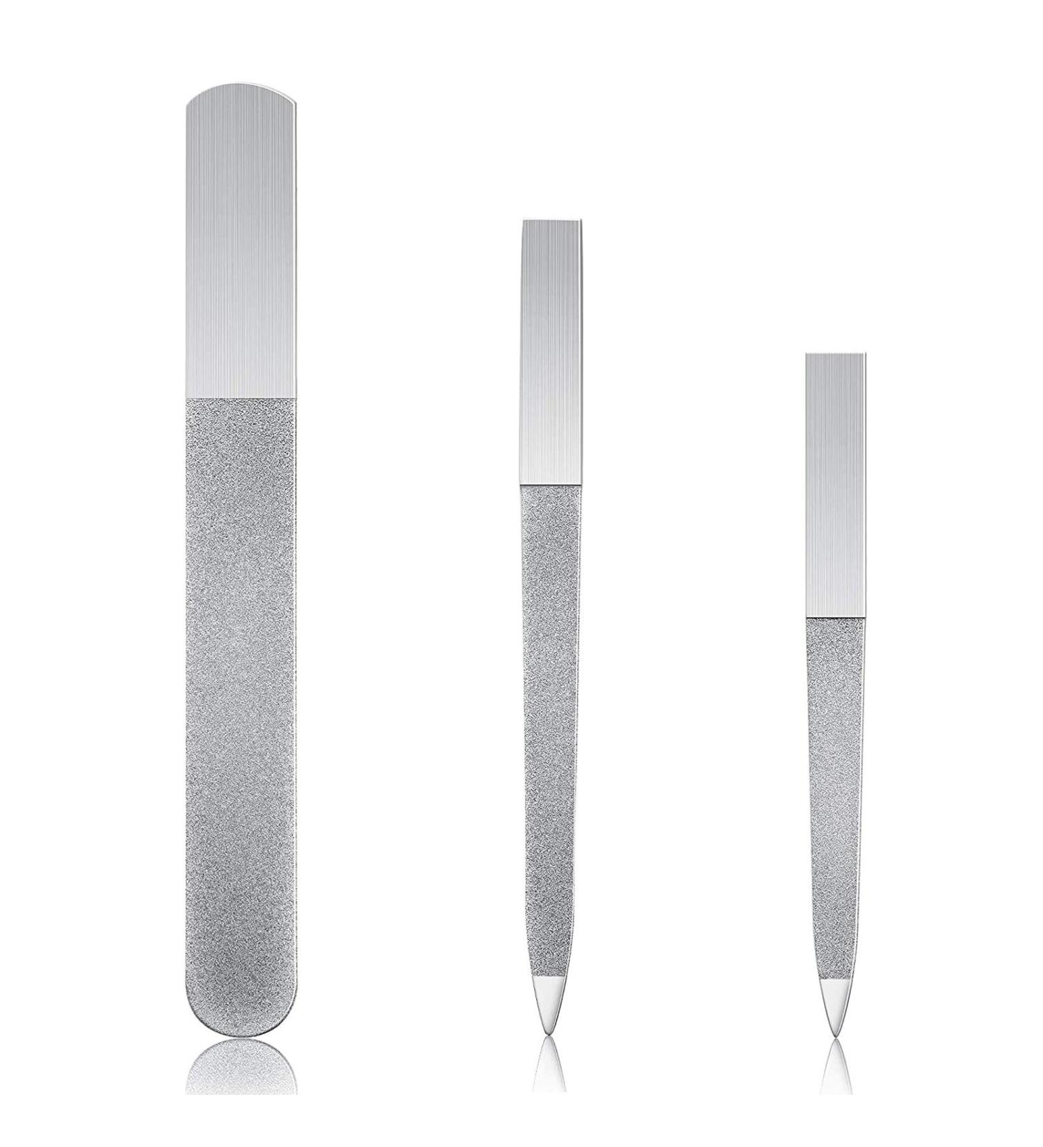 Urbanstrive 3-Piece Diamond Nail File Set - Stainless Steel Double-Sided Metal Buffer Files for Salon Quality Manicures at Home and On-the-Go - Buy Online on SooperMarket.com