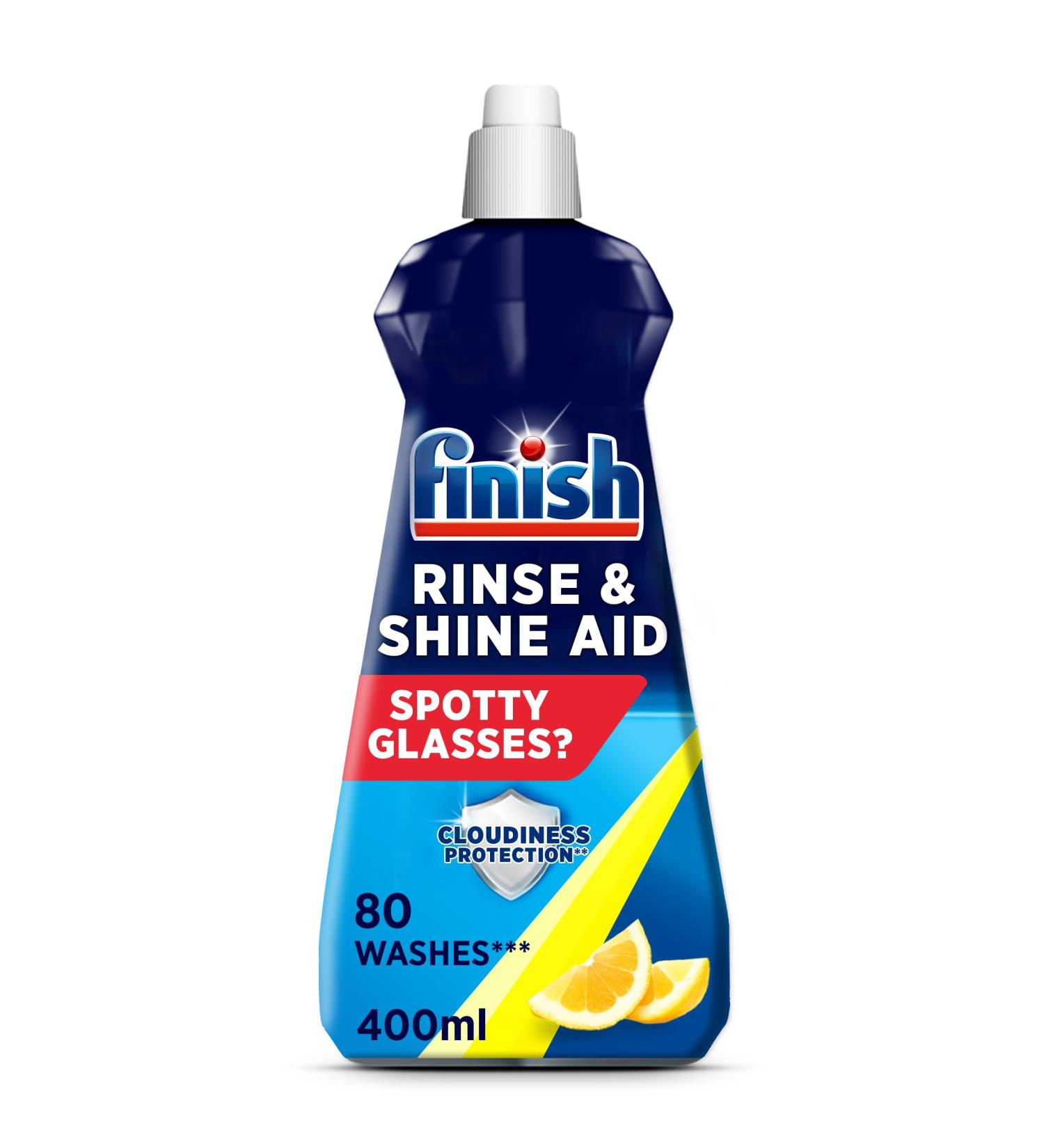 Finish Dishwasher Rinse & Shine Aid - Lemon - 400ml - For Drier Glasses and Spot Prevention - Buy Online on SooperMarket.com