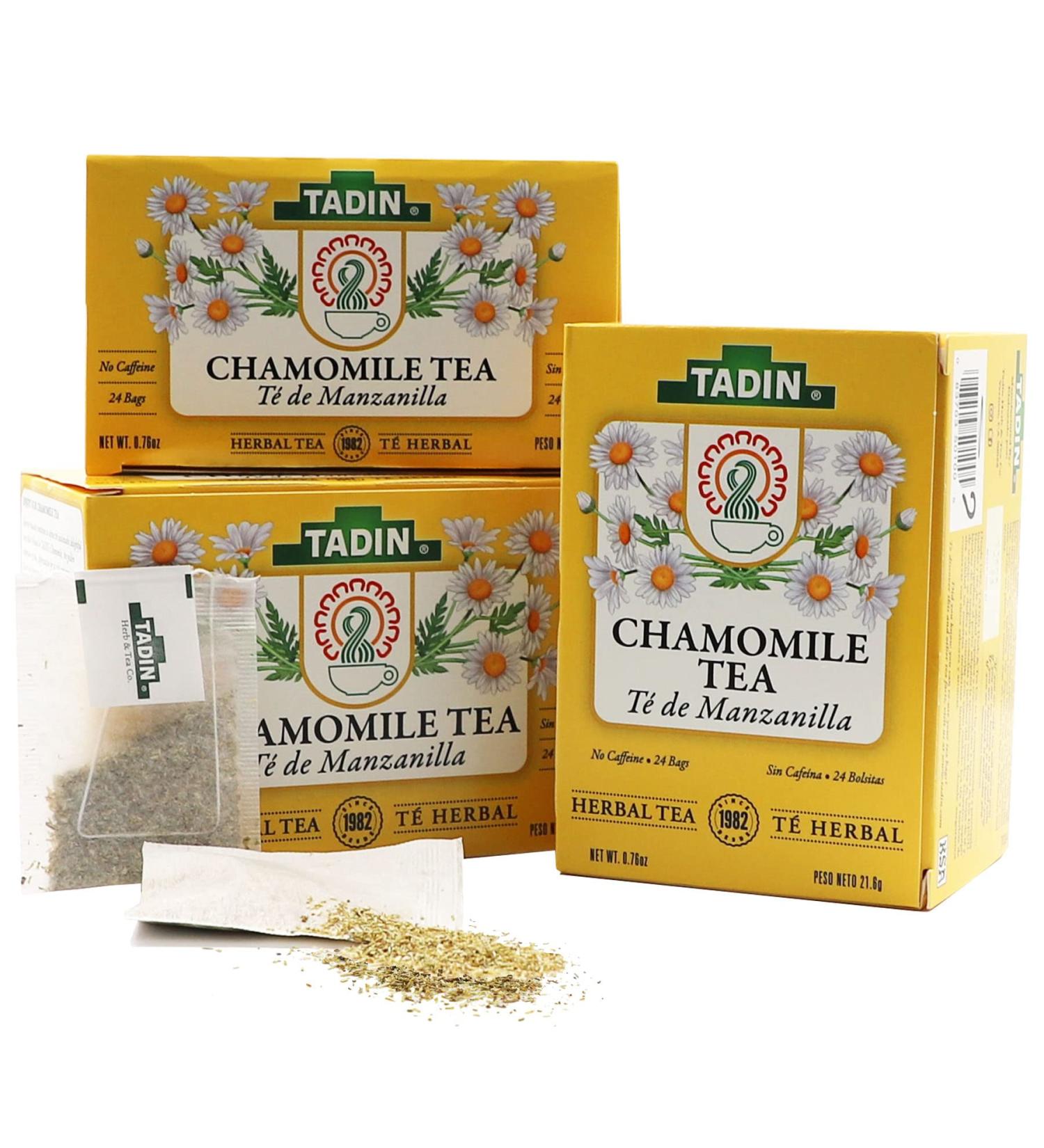 TADIN Chamomile Tea: Stomach Pain Relief, Anti-inflammatory & Relaxing Effects, Caffeine-Free, Non-GMO - 3-Pack 0.76 Oz, 24 Count - Buy Online on SooperMarket.com