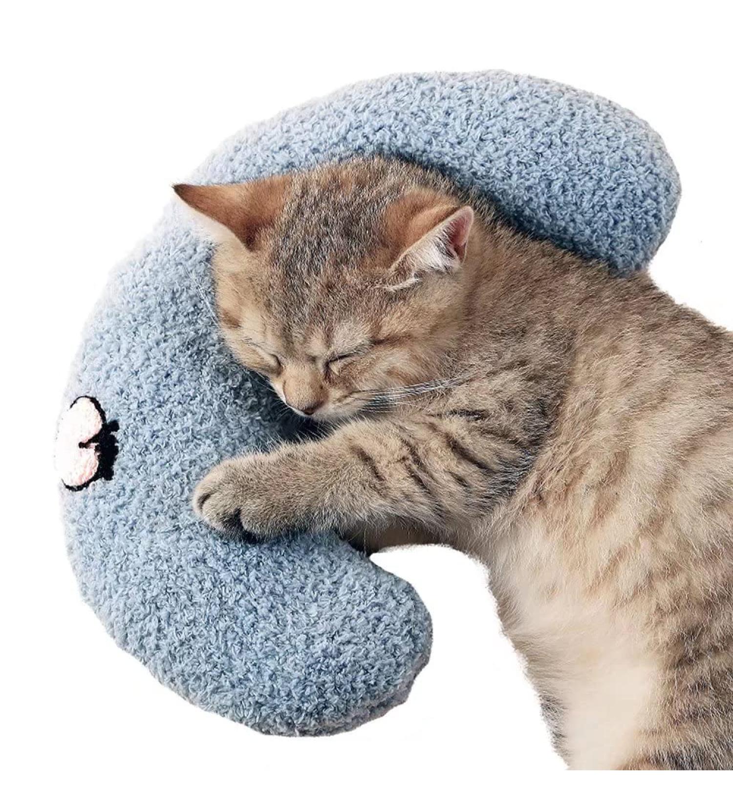Fluffy Cat Pillow - Ultra Soft Half Donut Cuddler for Joint Relief and Calming Sleep in Haze Blue - Machine Washable - Buy Online on SooperMarket.com