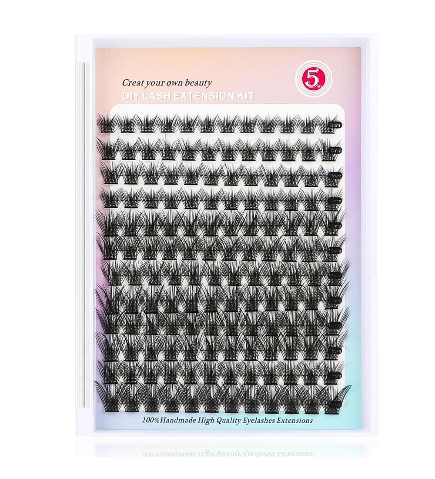 Rxuaw DIY Eyelash Extension Kit Lash Clusters 12 Rows Cluster Lashes with Glue and Tweezer for Lash Extension Beginners Outfit - Buy Online on SooperMarket.com